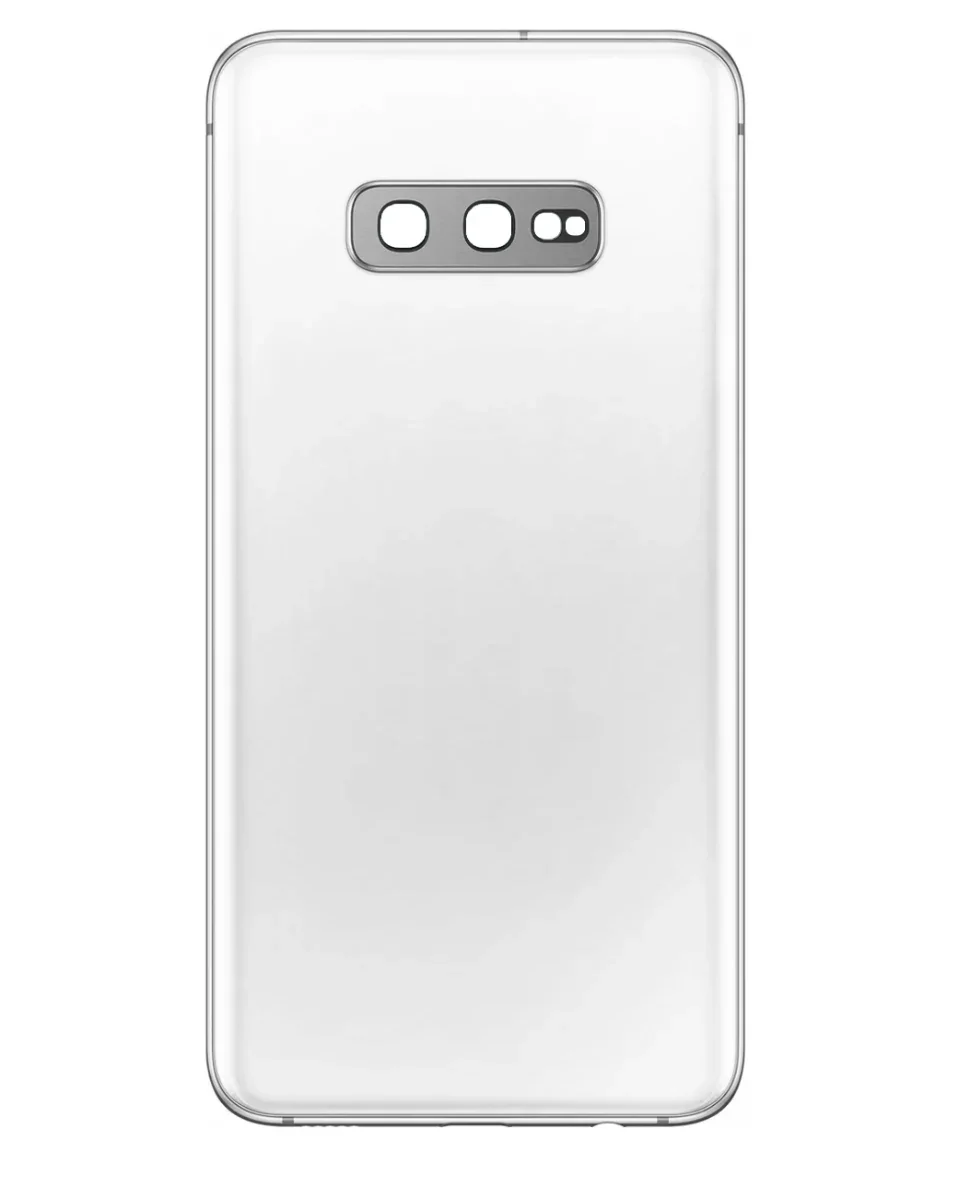 Galaxy S10 Uyumlu E LOGOLU CERAMIC BEYAZ Kamera Lensli ve Yapışkanlı Arka Kapak