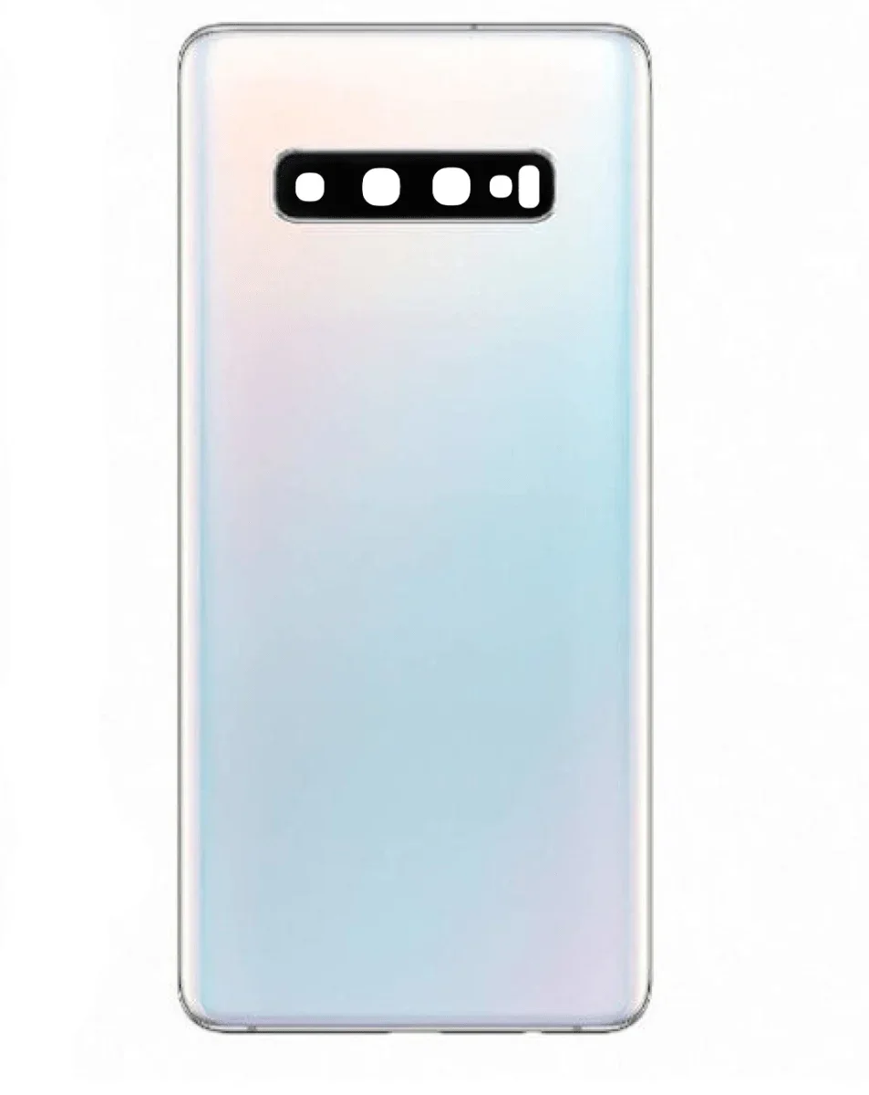 Galaxy S10 Uyumlu LOGOLU PRISM BEYAZ Kamera Lensli ve Yapışkanlı Arka Kapak
