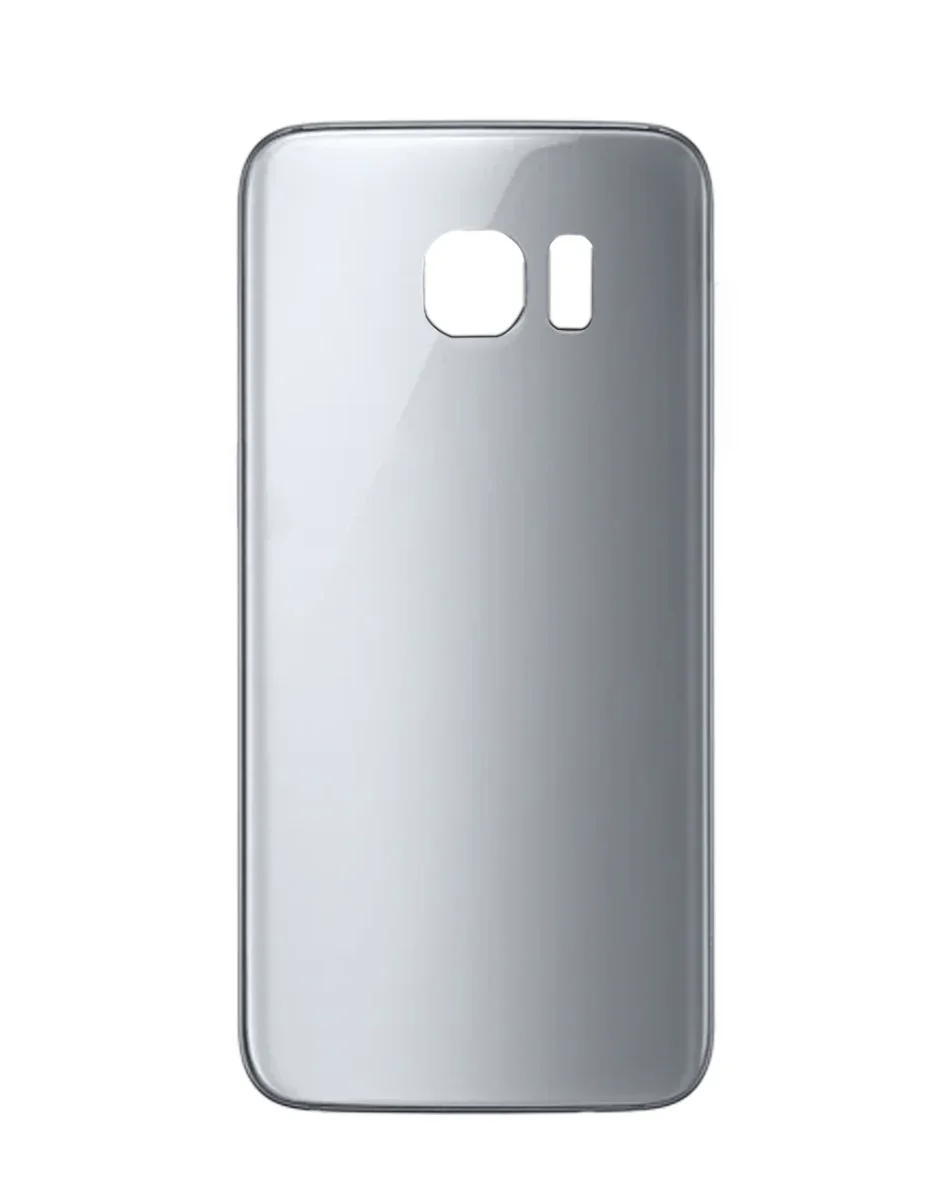 Galaxy S7 Uyumlu LOGOLU GÜMÜŞ Kamera Lensli ve Yapışkanlı Arka Kapak
