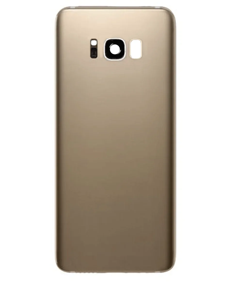 Galaxy S8 Uyumlu LOGOLU ALTIN Kamera Lensli ve Yapışkanlı Arka Kapak