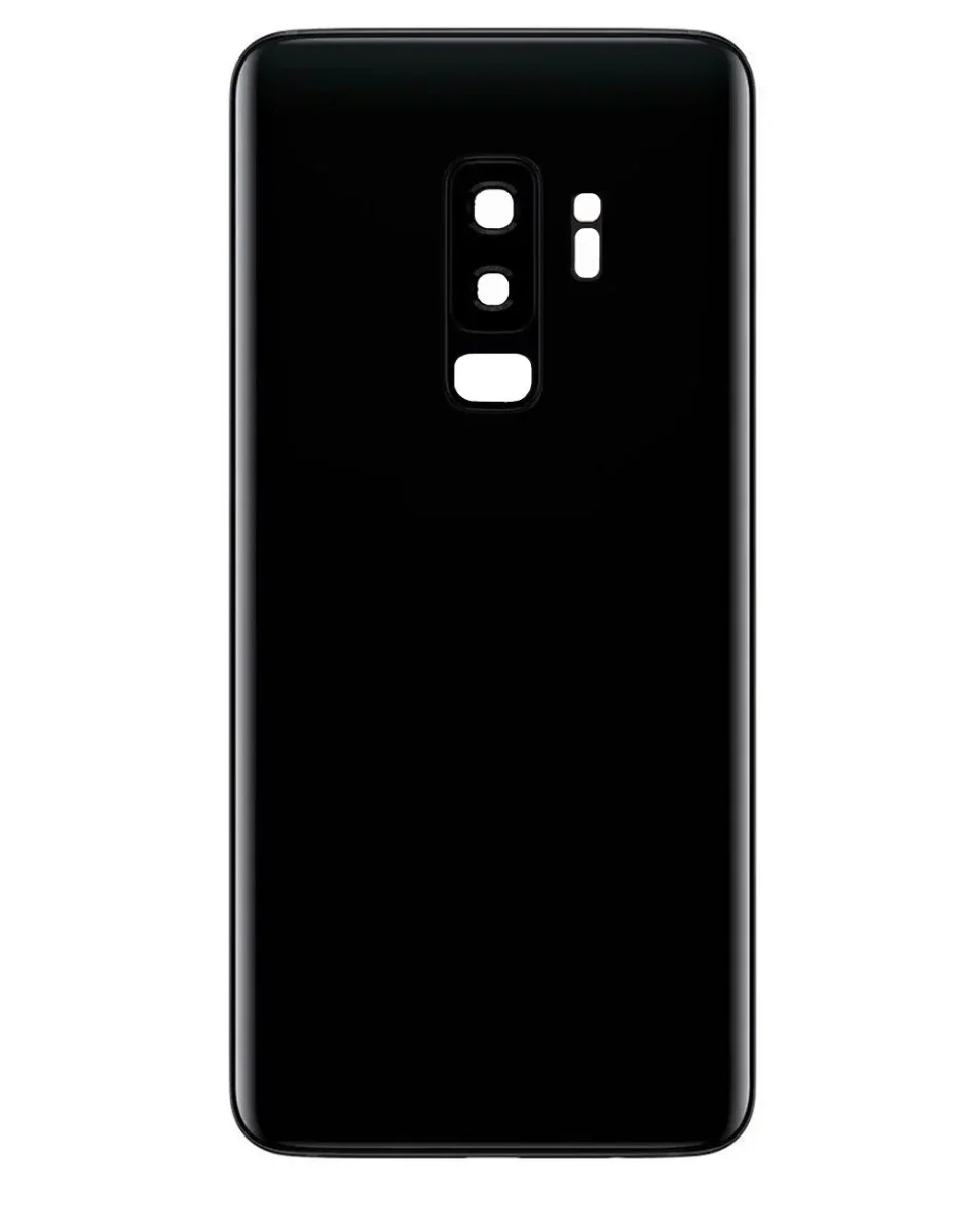 Galaxy S9+ Uyumlu GECE SİYAHI, SİYAH LOGOLU Kamera Lensli ve Yapışkanlı Arka Kapak