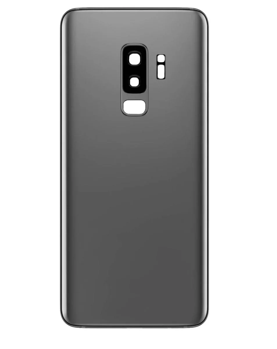 Galaxy S9+ Uyumlu TİTANYUM GRİ LOGOLU Kamera Lensli ve Yapışkanlı Arka Kapak