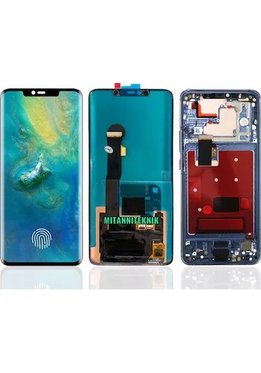 Huawei Mate 20 Pro Çıtalı Ekran Dokunmatik Mavi SOFT OLED Kalite Ekran