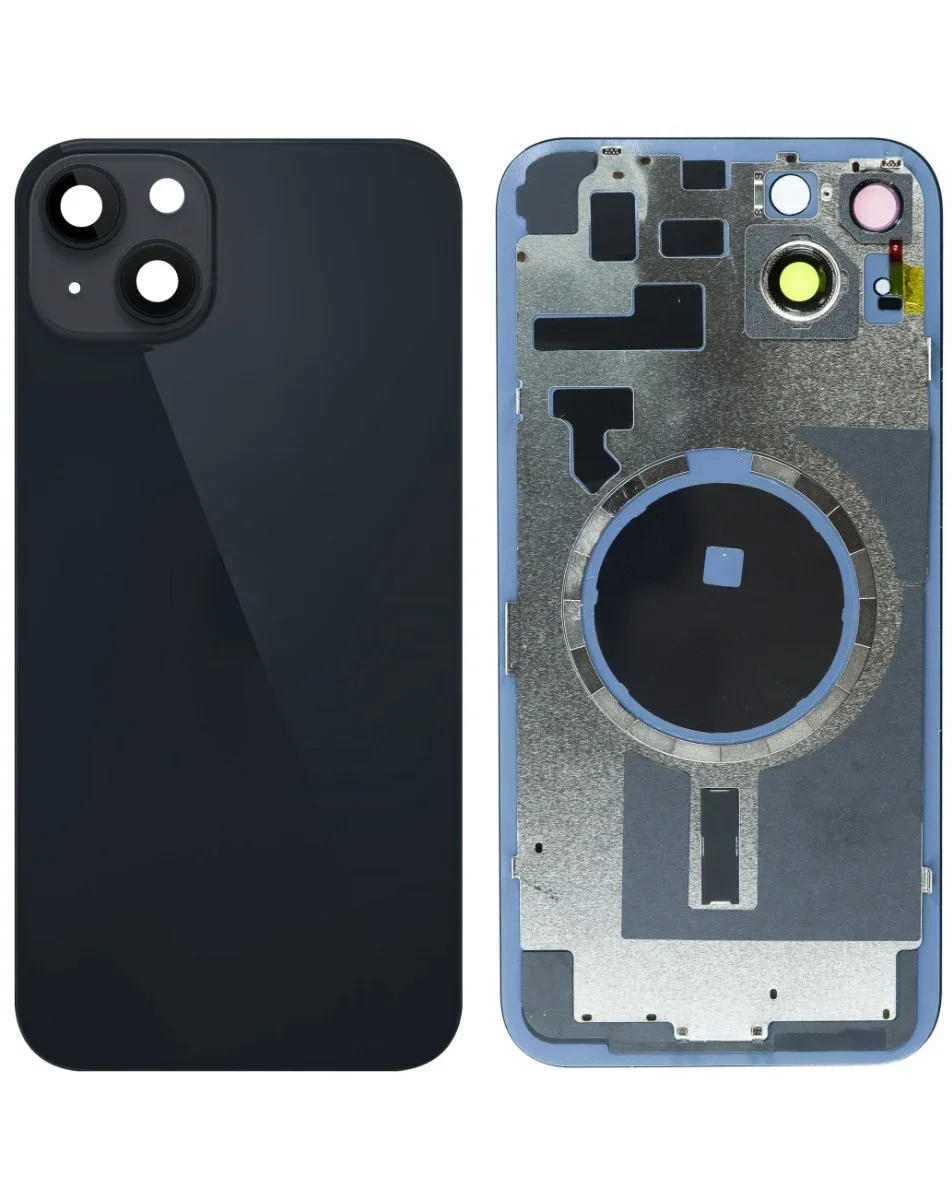 iPhone 14 Plus Uyumlu GECE SİYAHI LOGOLU MagSafe Mıknatıslı Arka Cam