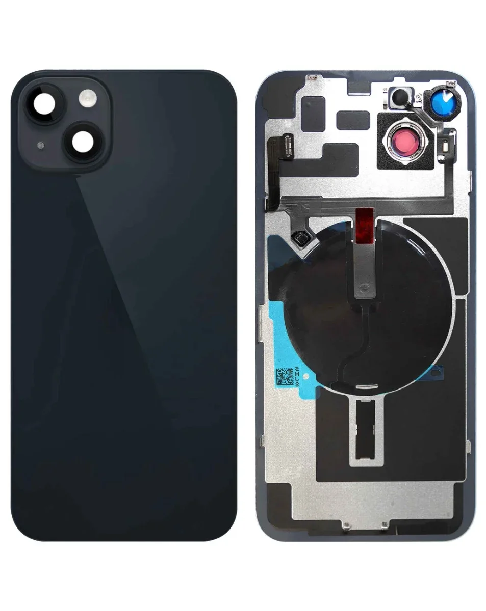 iPhone 14 Plus Uyumlu GECE SİYAHI LOGOLU MagSafe Mıknatıslı, NFC ve Flaş Flexli Arka Cam