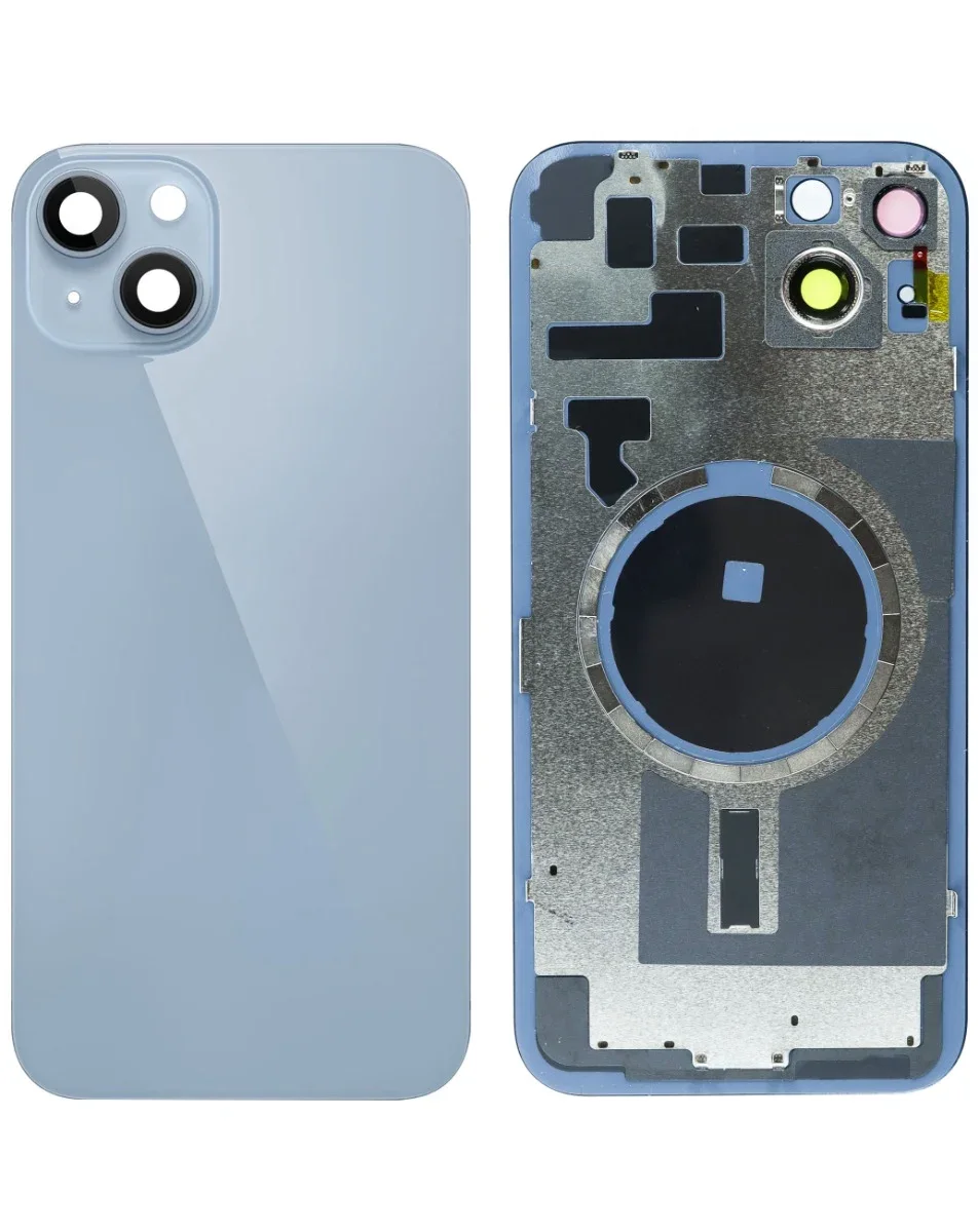 iPhone 14 Plus Uyumlu MAVİ LOGOLU MagSafe Mıknatıslı Arka Cam