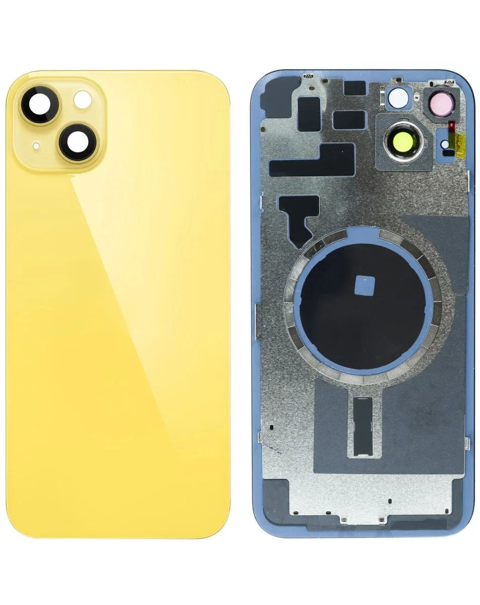 iPhone 14 Plus Uyumlu SARI LOGOLU MagSafe Mıknatıslı Arka Cam
