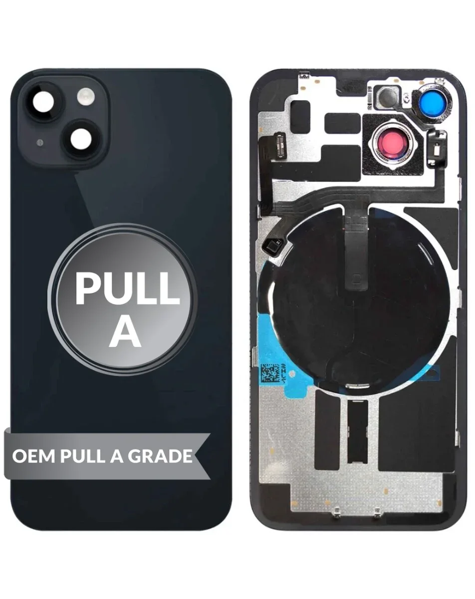 iPhone 14 Uyumlu GECE SİYAHI OEM Pull A Grade MagSafe Mıknatıslı, NFC ve Flaş Flexli Arka Cam