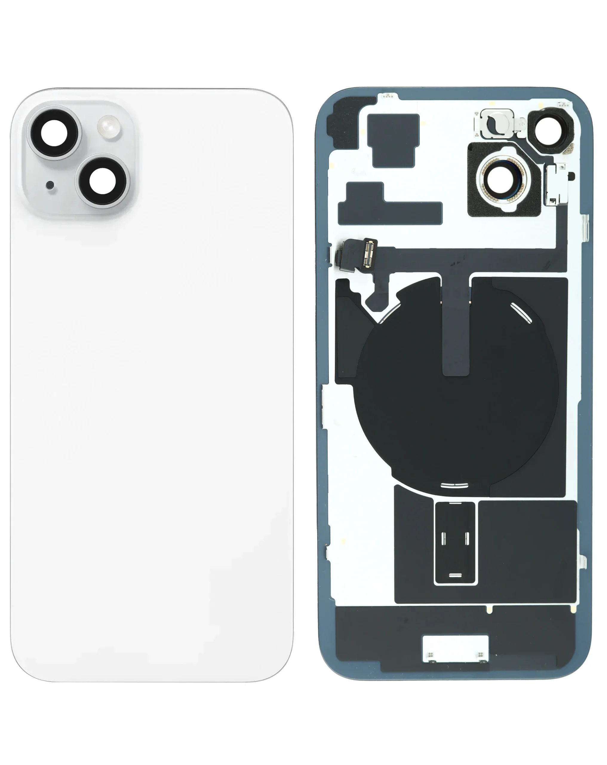 iPhone 15 Plus Uyumlu BEYAZ TİTANYUM Service Pack Çerçeveli ve MagSafe Mıknatıslı Arka Cam