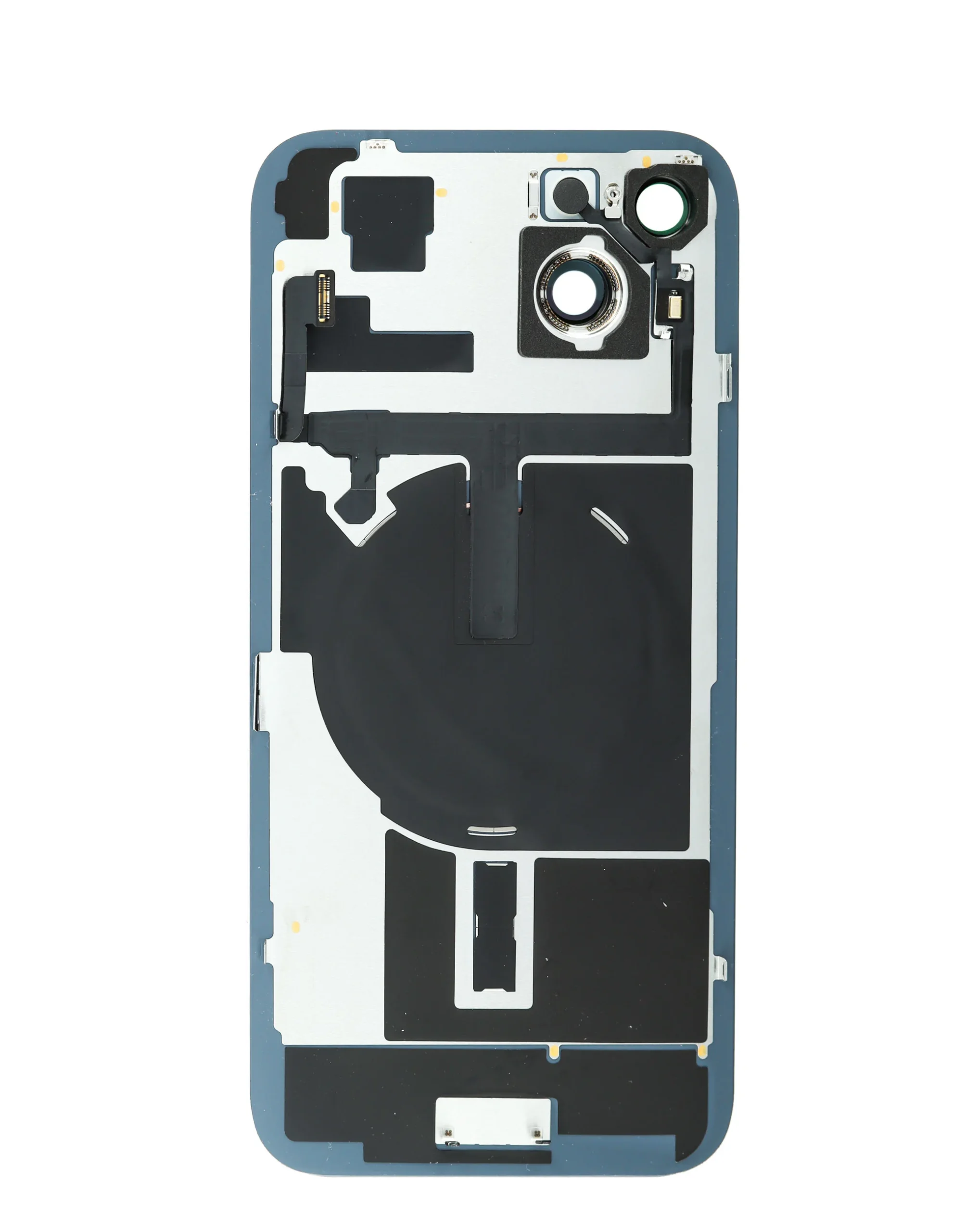iPhone 15 Plus Uyumlu MAVİ LOGOLU MagSafe Mıknatıslı, NFC ve Flaş Flexli Arka Cam