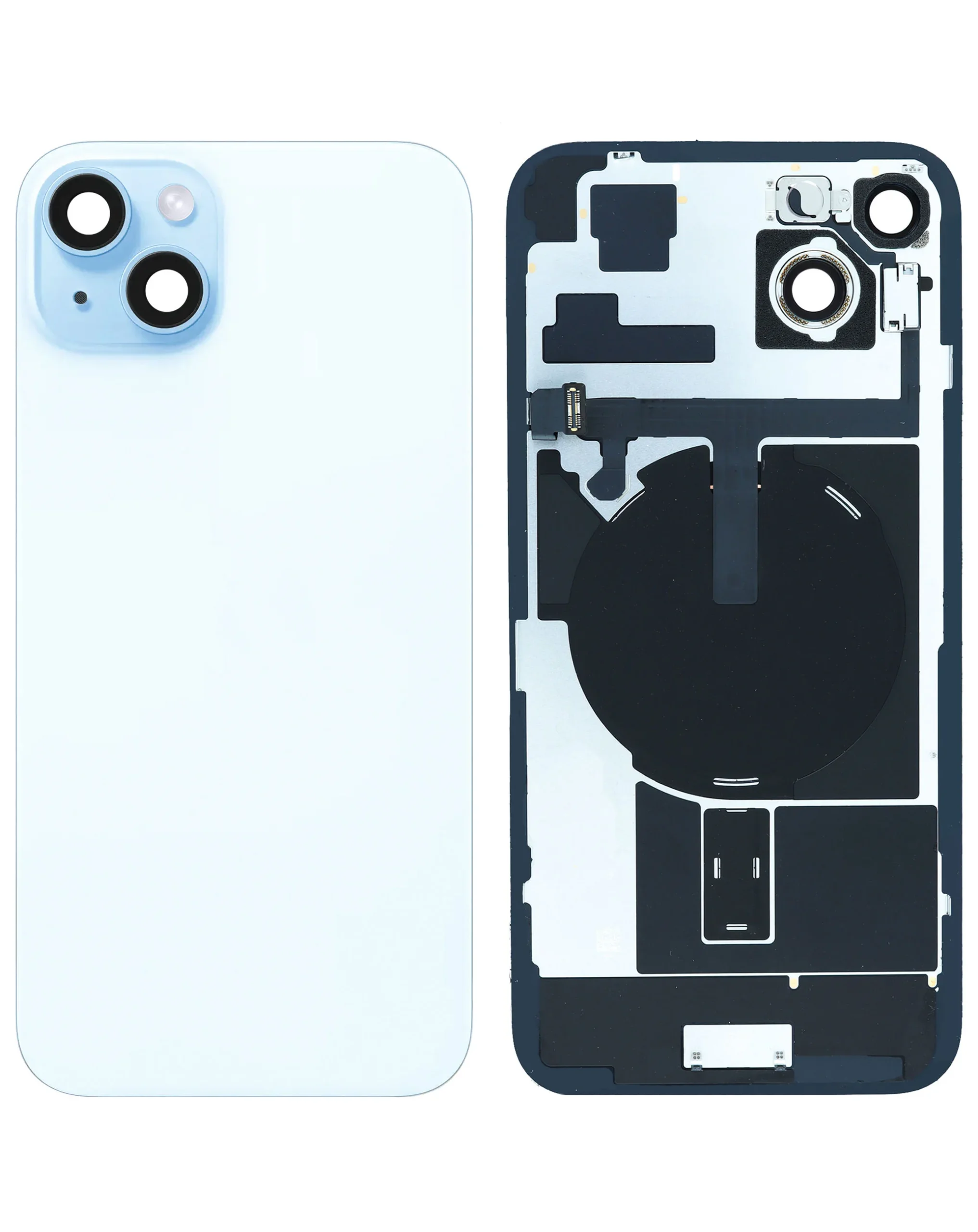 iPhone 15 Plus Uyumlu MAVİ OEM Pull A Grade MagSafe Mıknatıslı, NFC ve Flaş Flexli Arka Cam
