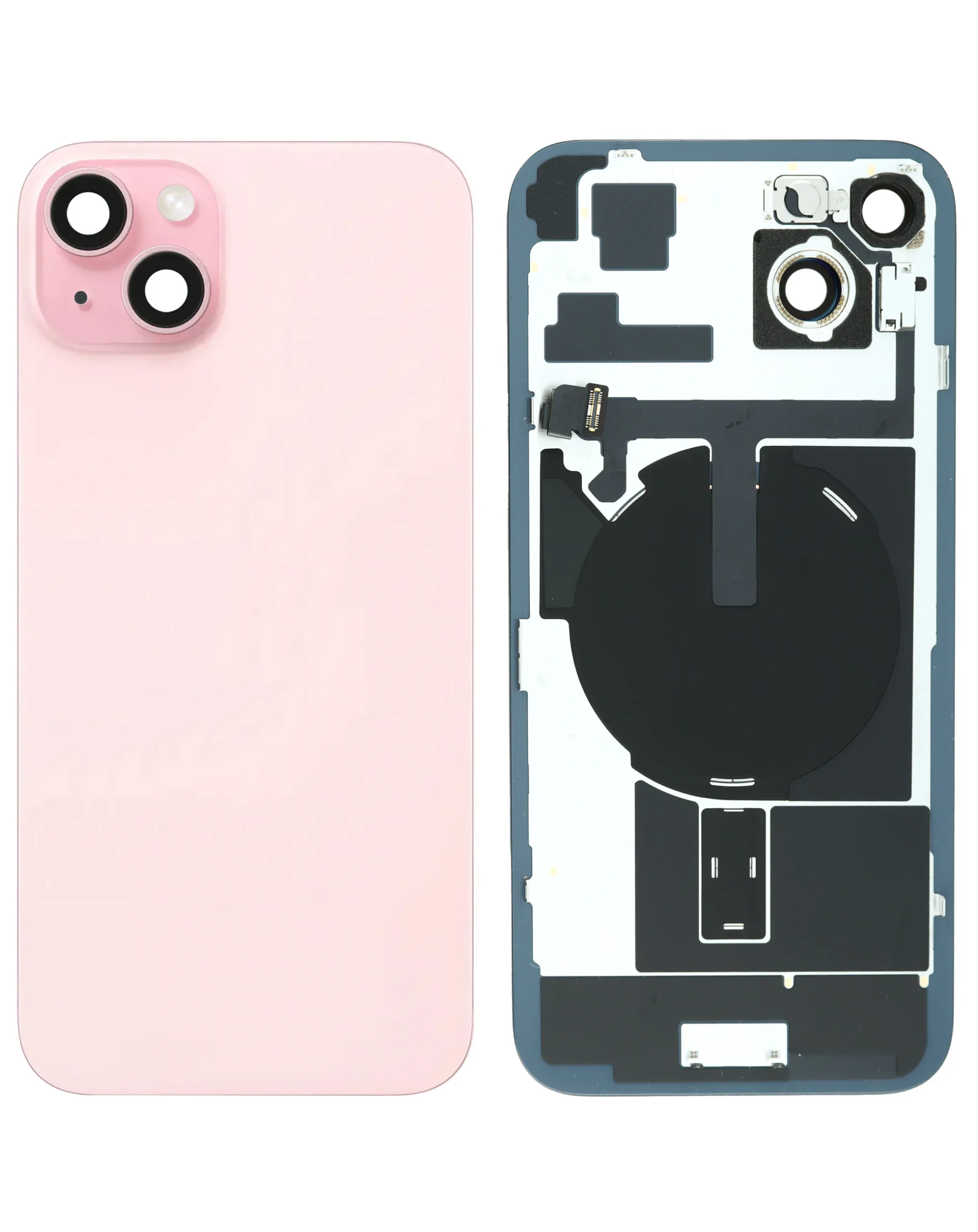iPhone 15 Plus Uyumlu PEMBE Service Pack Çerçeveli ve MagSafe Mıknatıslı Arka Cam