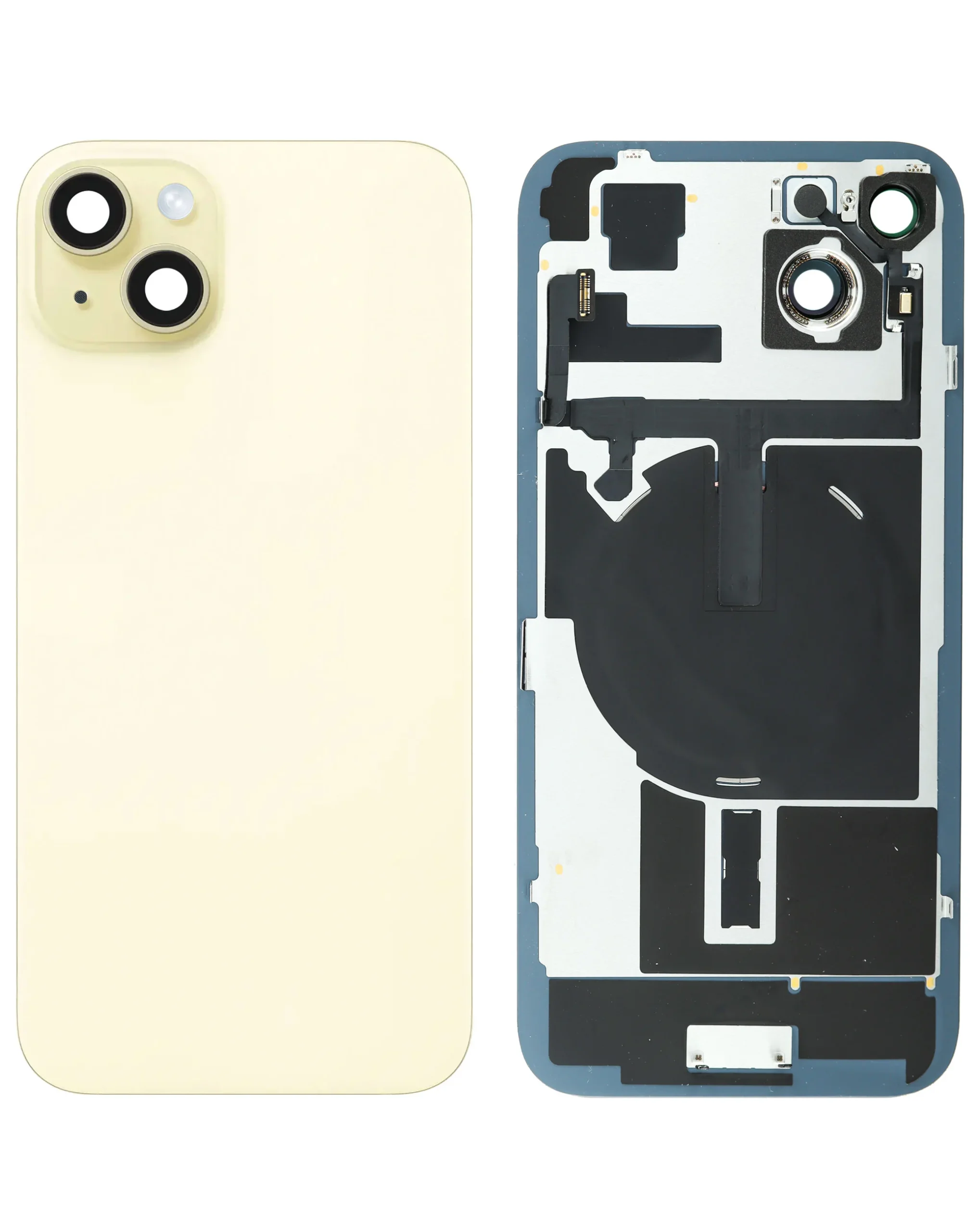 iPhone 15 Plus Uyumlu SARI LOGOLU MagSafe Mıknatıslı, NFC ve Flaş Flexli Arka Cam