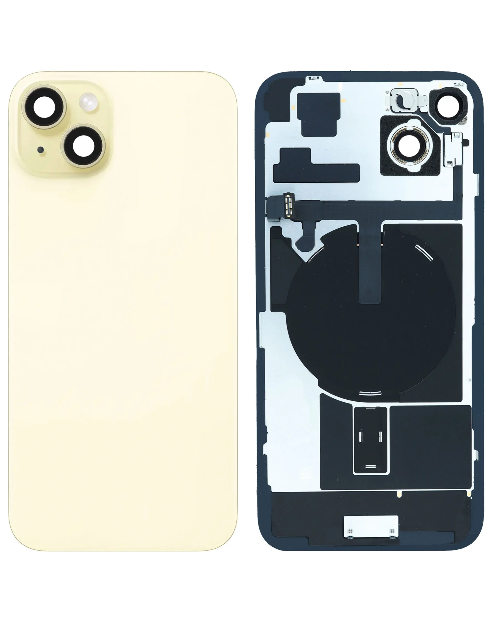 iPhone 15 Plus Uyumlu SARI OEM Pull A Grade MagSafe Mıknatıslı, NFC ve Flaş Flexli Arka Cam