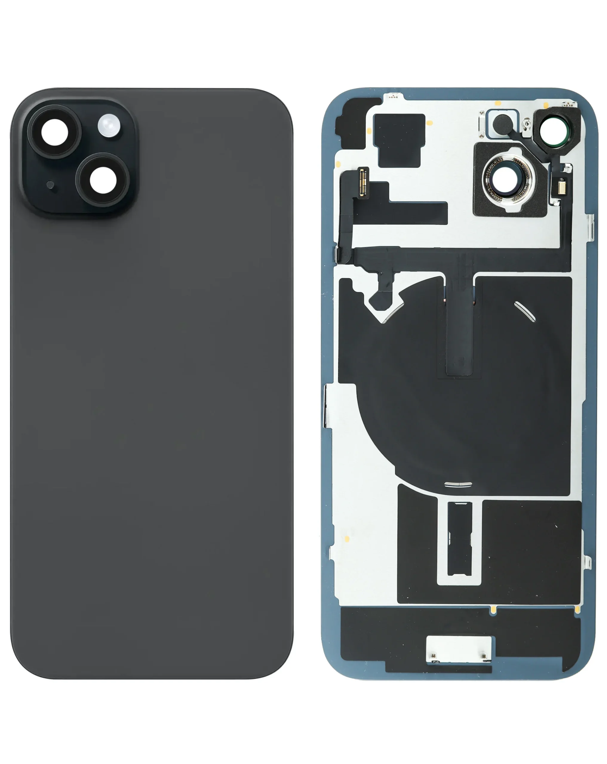 iPhone 15 Plus Uyumlu SİYAH LOGOLU MagSafe Mıknatıslı, NFC ve Flaş Flexli Arka Cam