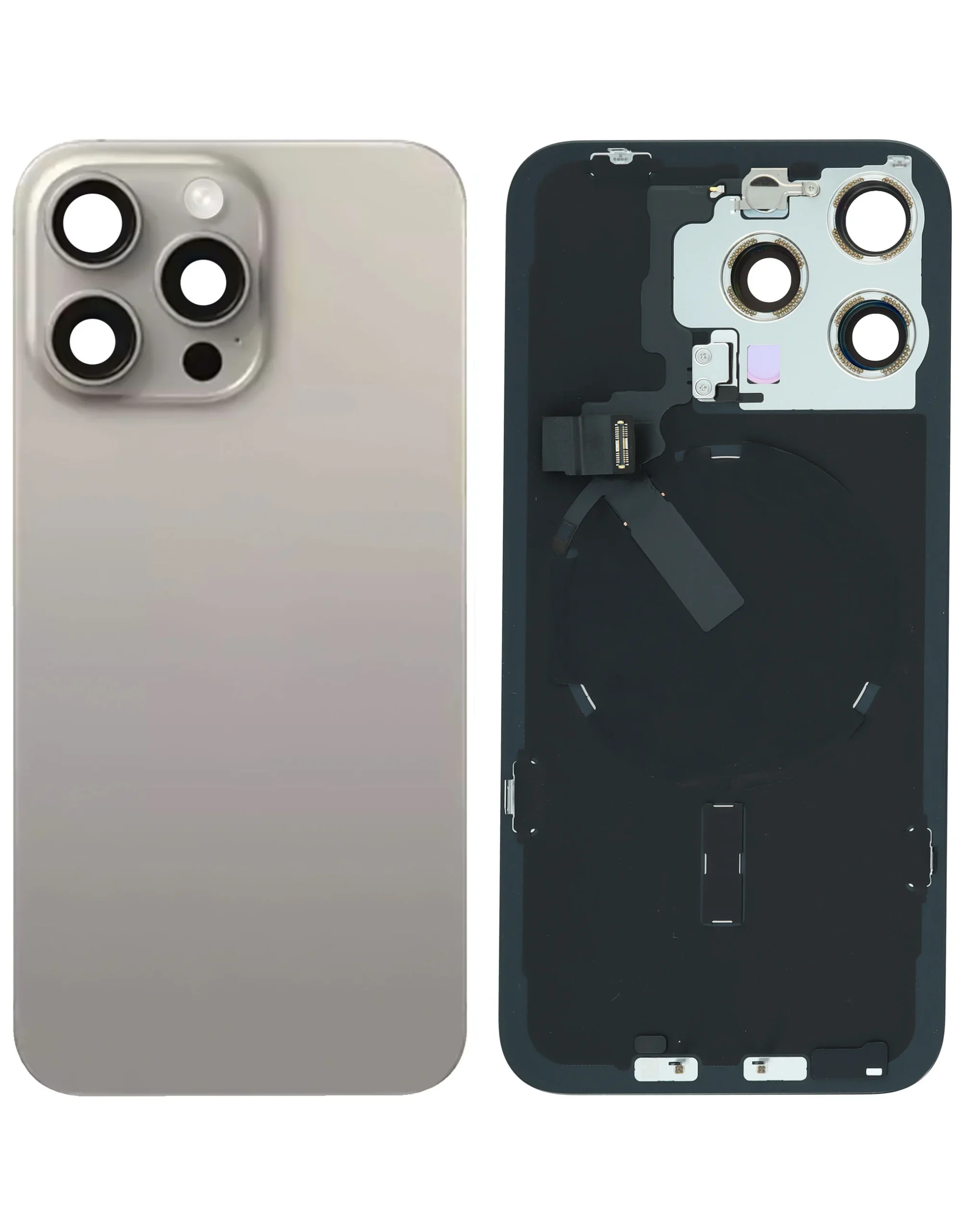 iPhone 15 Pro Max Uyumlu DOĞAL TİTANYUM Service Pack Çerçeveli ve MagSafe Mıknatıslı Arka Cam