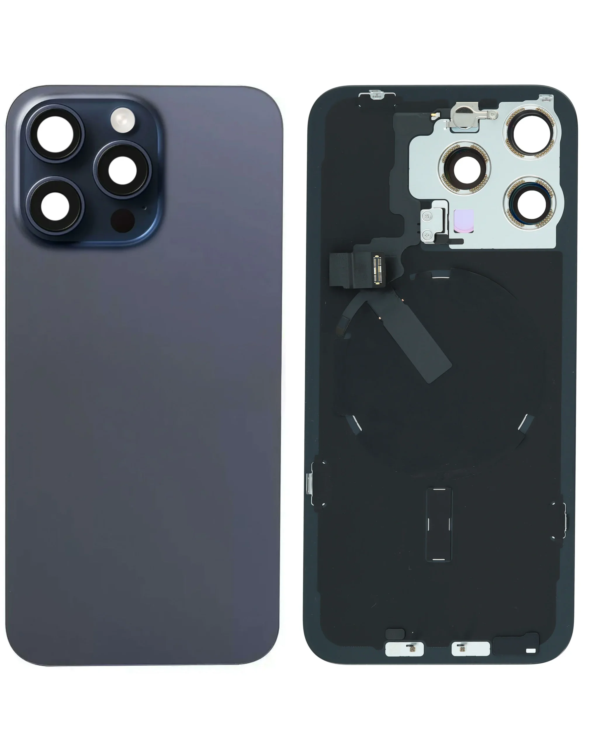 iPhone 15 Pro Max Uyumlu MAVİ TİTANYUM OEM Pull A Grade MagSafe Mıknatıslı, NFC ve Flaş Flexli Arka Cam