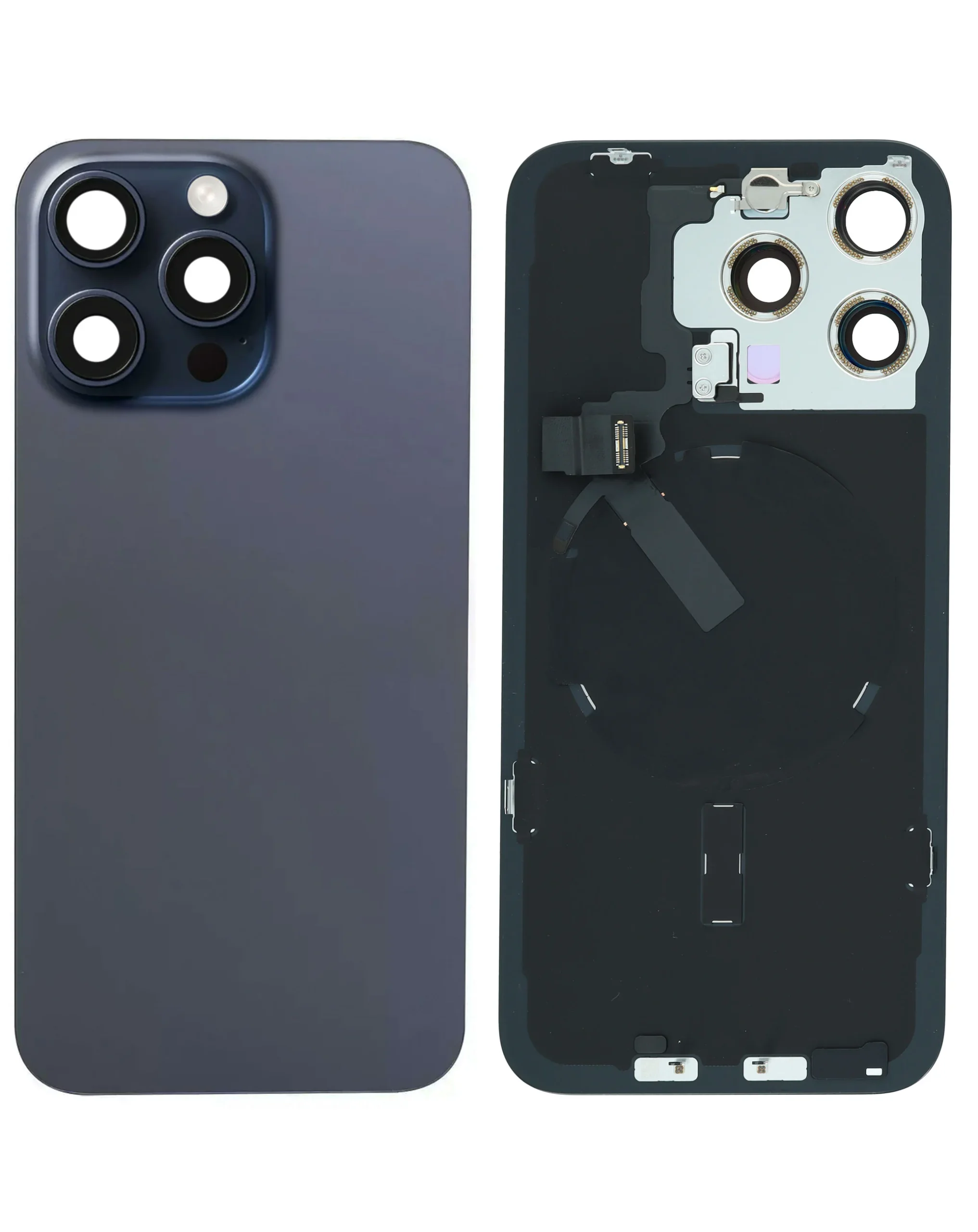 iPhone 15 Pro Max Uyumlu MAVİ TİTANYUM Service Pack Çerçeveli ve MagSafe Mıknatıslı Arka Cam