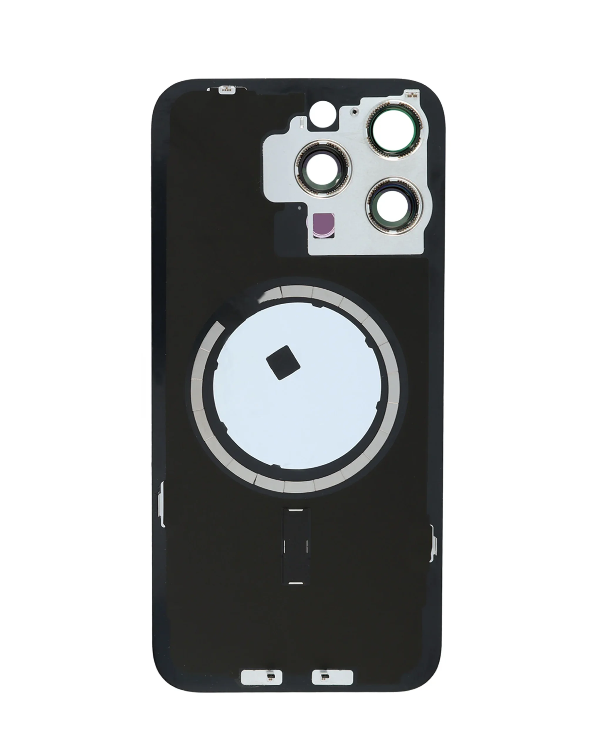 iPhone 15 Pro Max Uyumlu SİYAH TİTANYUM LOGOLU MagSafe Mıknatıslı Arka Cam