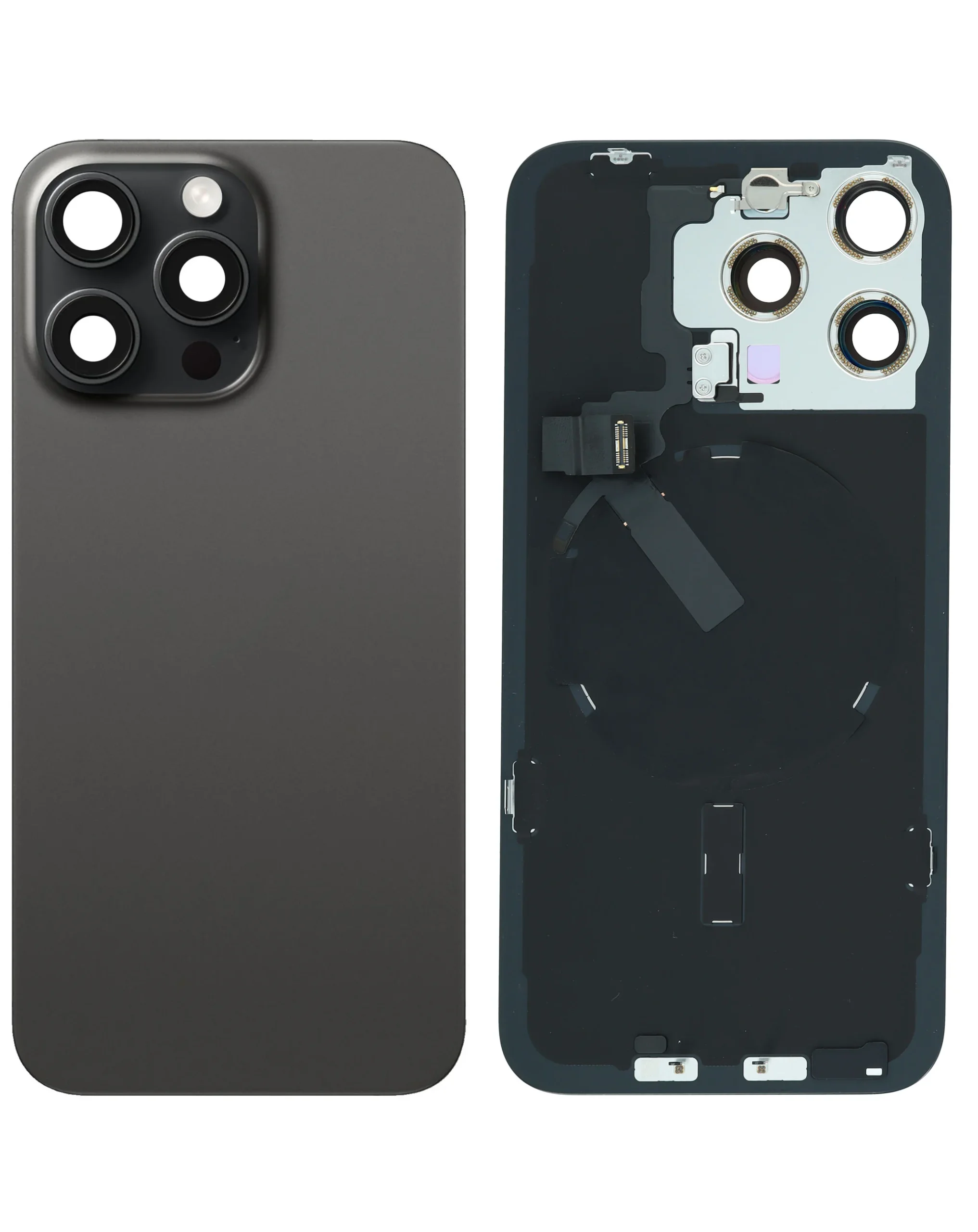 iPhone 15 Pro Max Uyumlu SİYAH TİTANYUM Service Pack Çerçeveli ve MagSafe Mıknatıslı Arka Cam