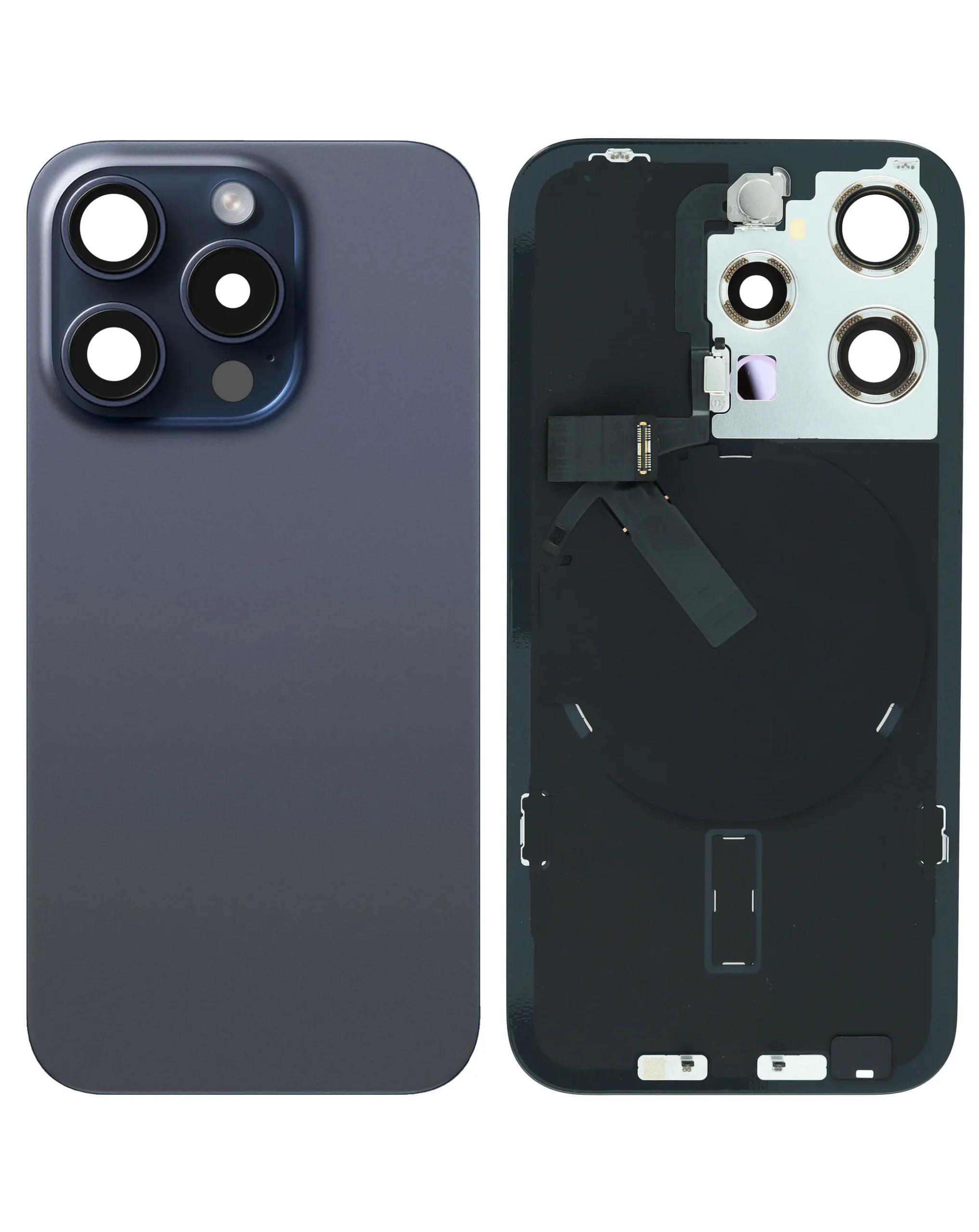 iPhone 15 Pro Uyumlu MAVİ TİTANYUM MagSafe Mıknatıslı, NFC ve Flaş Flexli Arka Cam