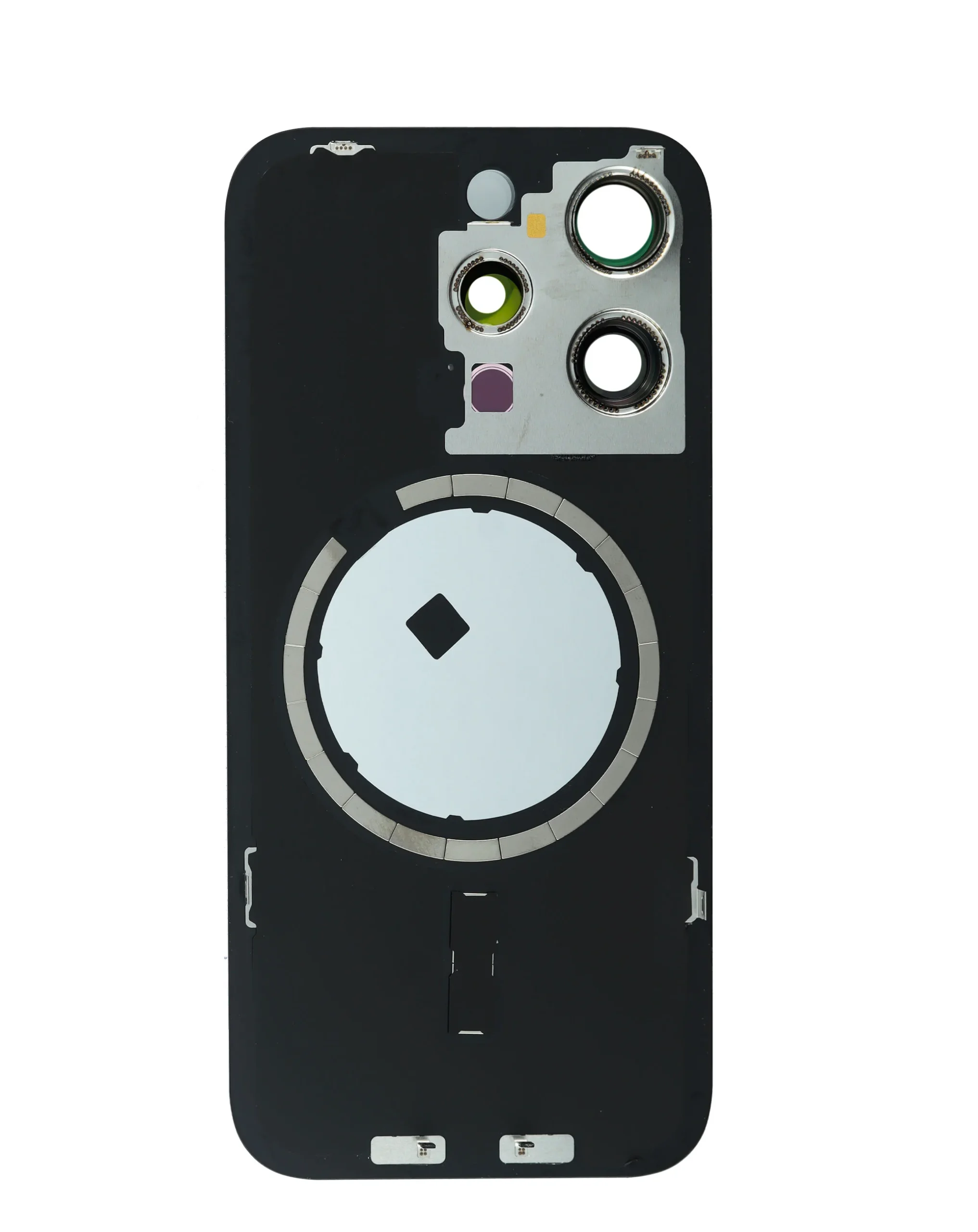 iPhone 15 Pro Uyumlu SİYAH TİTANYUM LOGOLU MagSafe Mıknatıslı Arka Cam