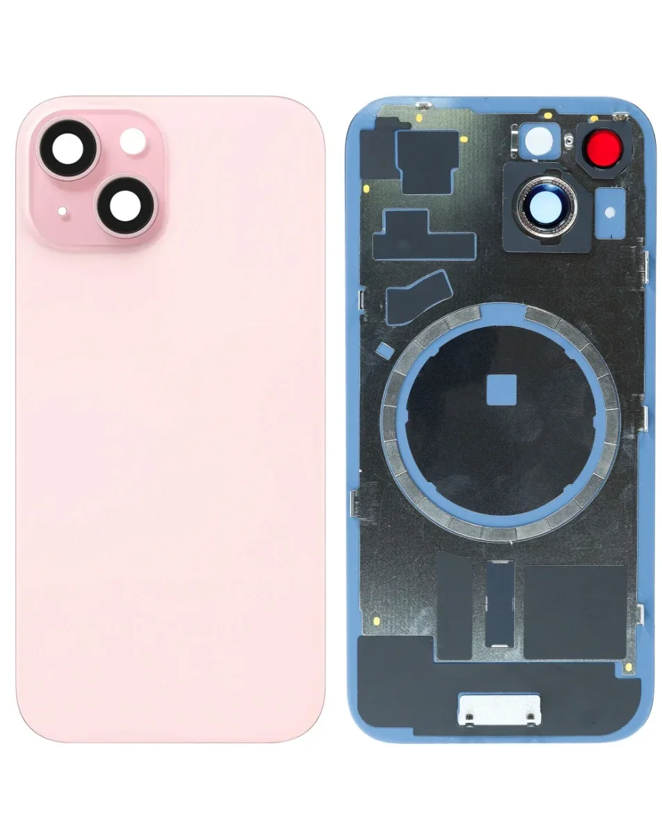 iPhone 15 Uyumlu PEMBE LOGOLU MagSafe Mıknatıslı Arka Cam
