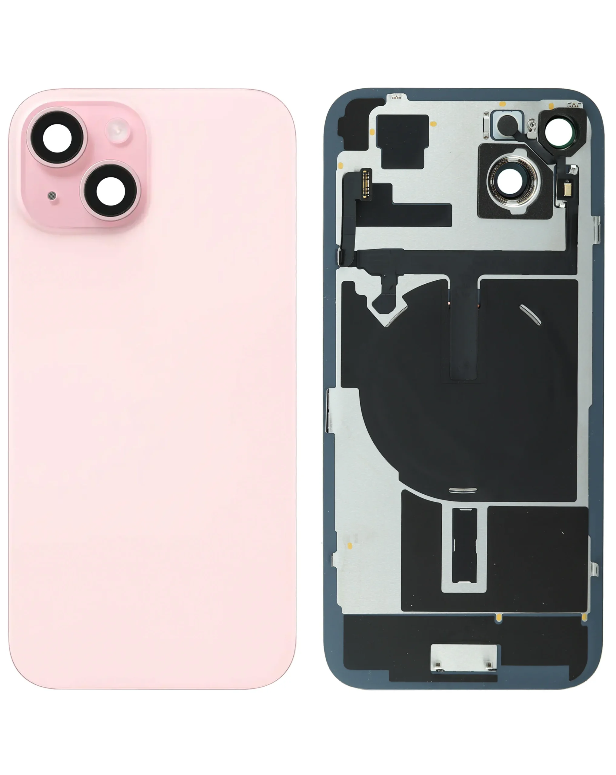 iPhone 15 Uyumlu PEMBE LOGOLU MagSafe Mıknatıslı, NFC ve Flaş Flexli Arka Cam