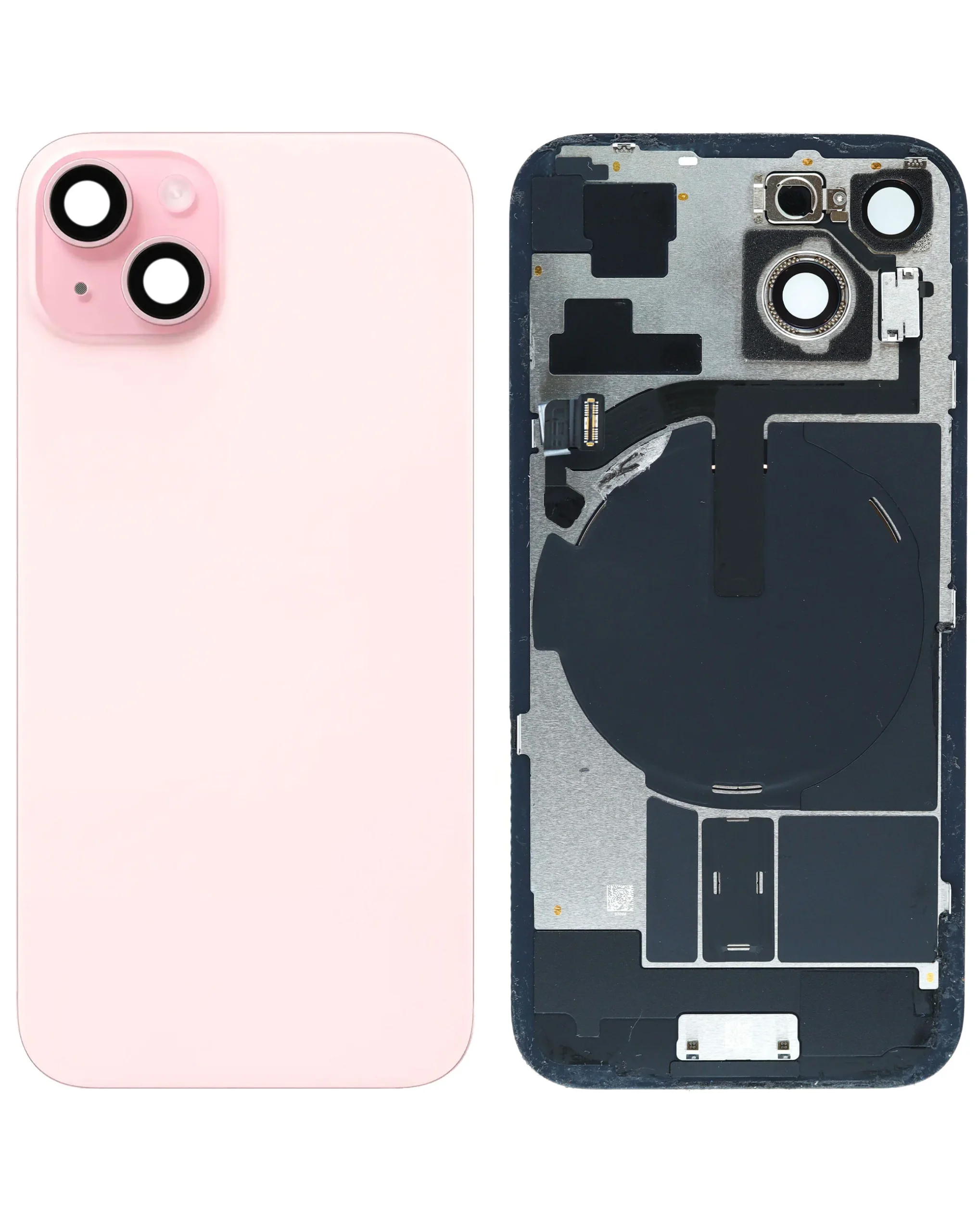 iPhone 15 Uyumlu PEMBE OEM Pull A Grade MagSafe Mıknatıslı, NFC ve Flaş Flexli Arka Cam
