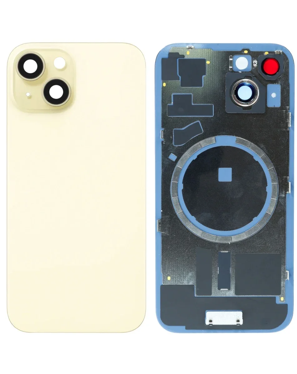 iPhone 15 Uyumlu SARI LOGOLU MagSafe Mıknatıslı Arka Cam