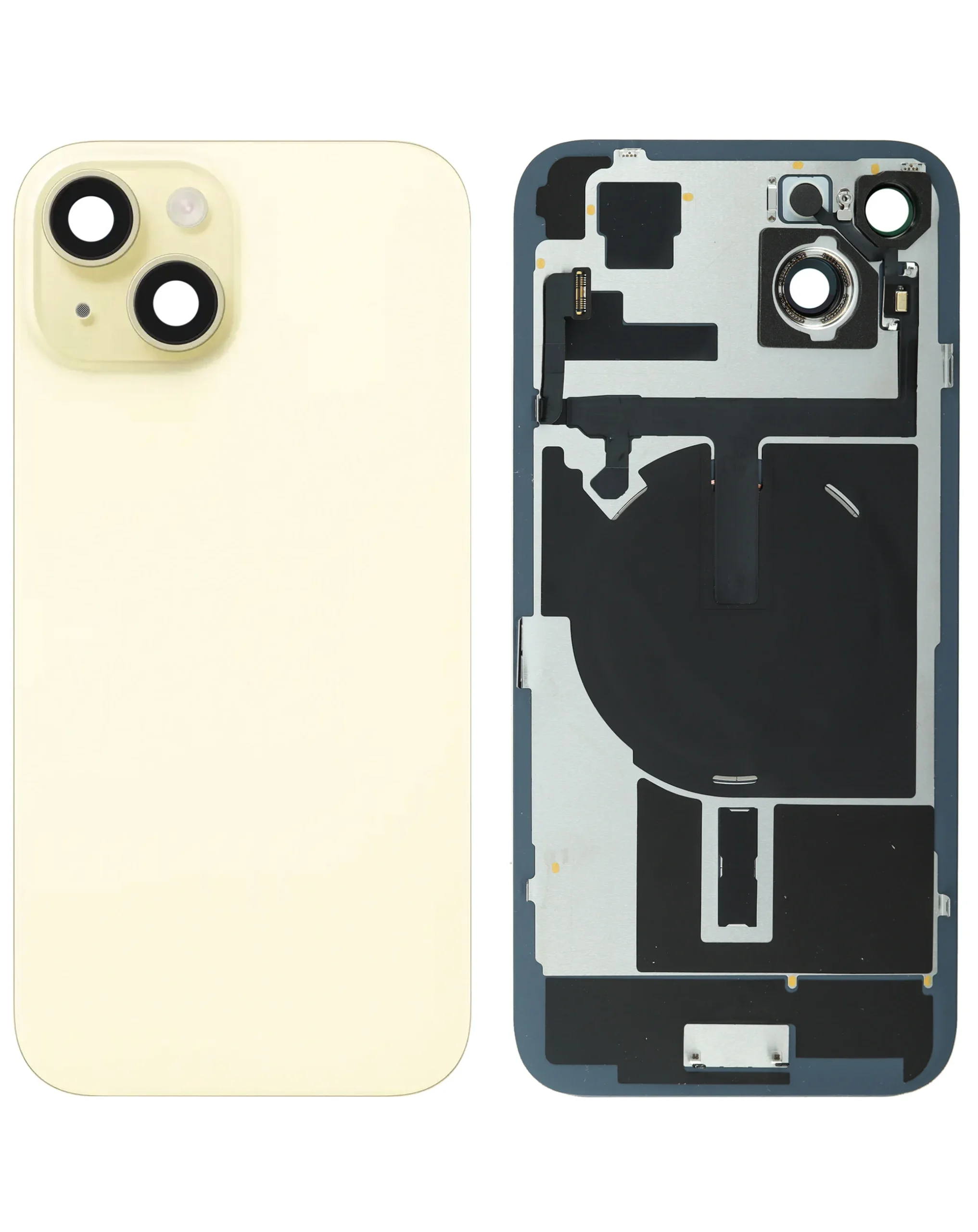 iPhone 15 Uyumlu SARI LOGOLU MagSafe Mıknatıslı, NFC ve Flaş Flexli Arka Cam