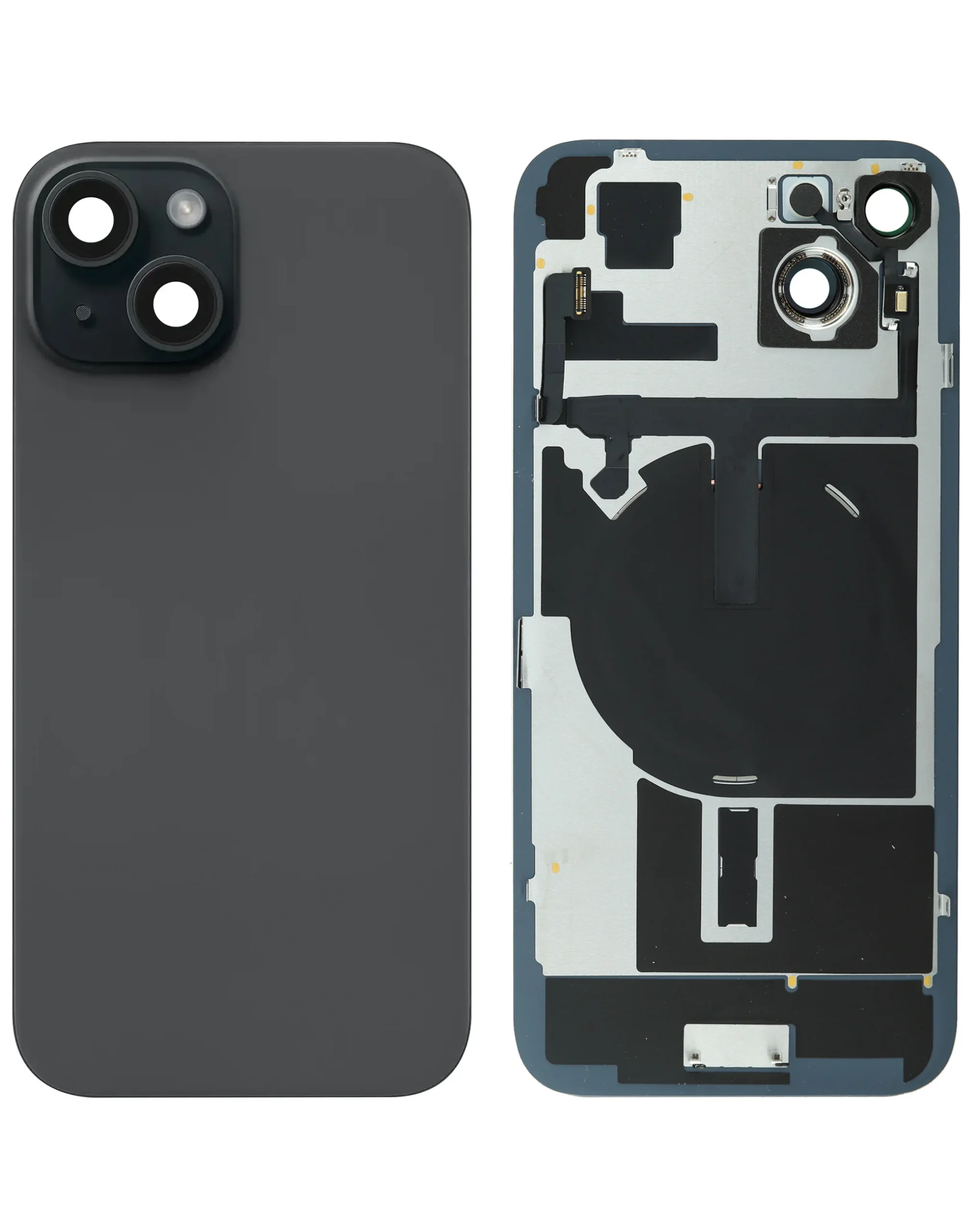 iPhone 15 Uyumlu SİYAH LOGOLU MagSafe Mıknatıslı, NFC ve Flaş Flexli Arka Cam