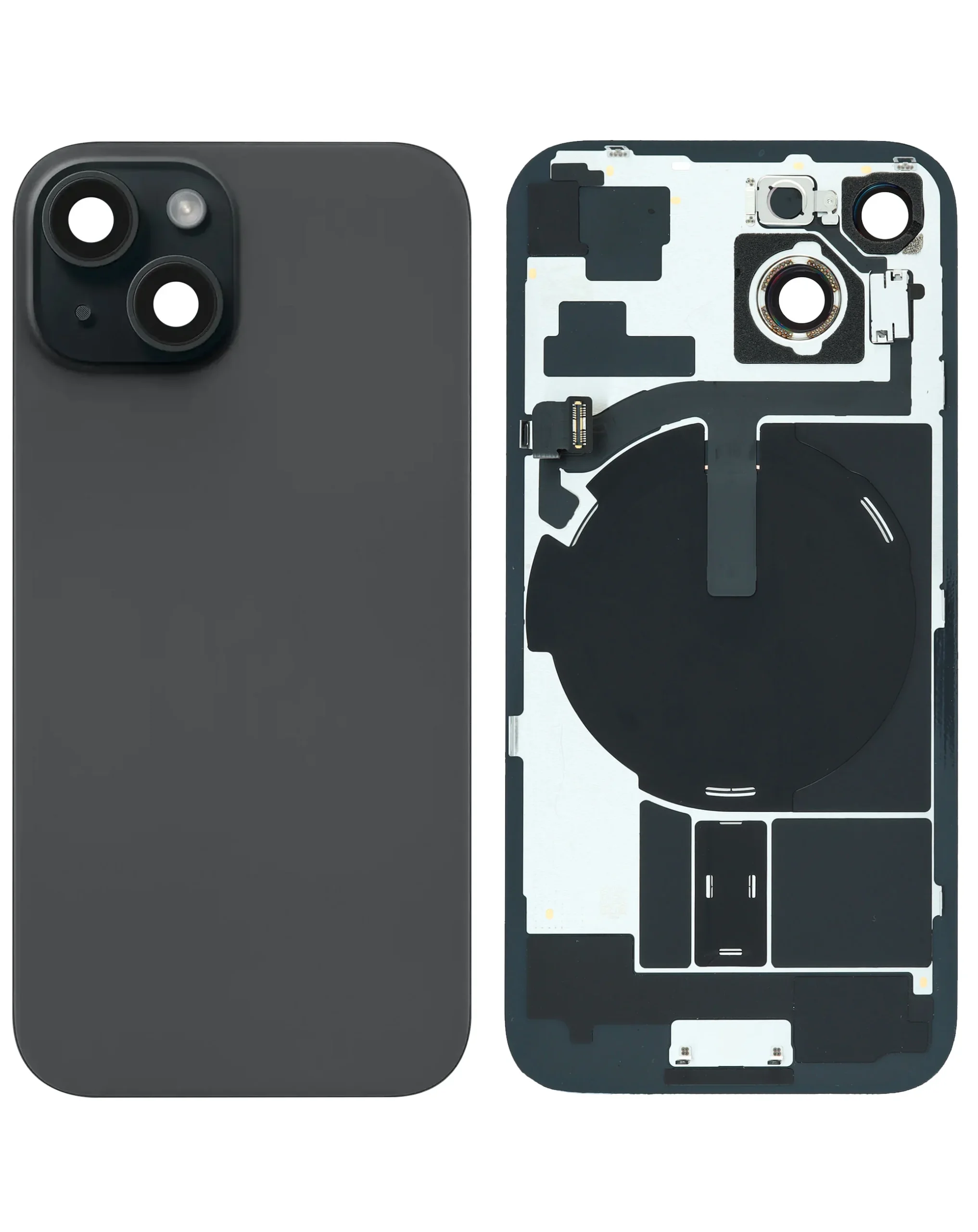 iPhone 15 Uyumlu SİYAH OEM Pull A Grade MagSafe Mıknatıslı, NFC ve Flaş Flexli Arka Cam