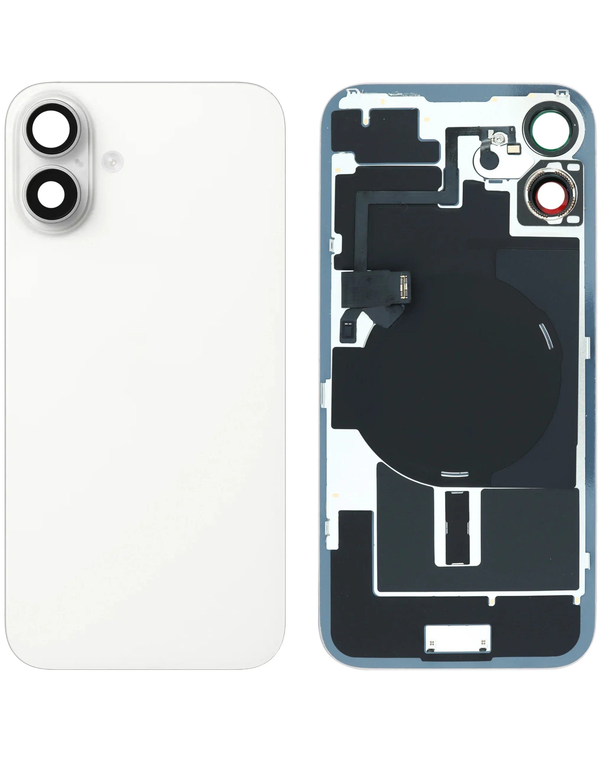 iPhone 16 Plus Uyumlu BEYAZ LOGOLU MagSafe Mıknatıslı, NFC ve Flaş Flexli Arka Cam