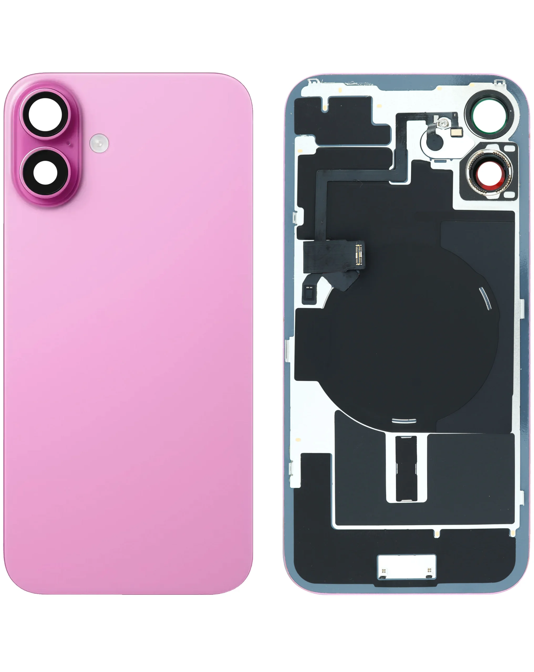 iPhone 16 Plus Uyumlu PEMBE LOGOLU MagSafe Mıknatıslı, NFC ve Flaş Flexli Arka Cam
