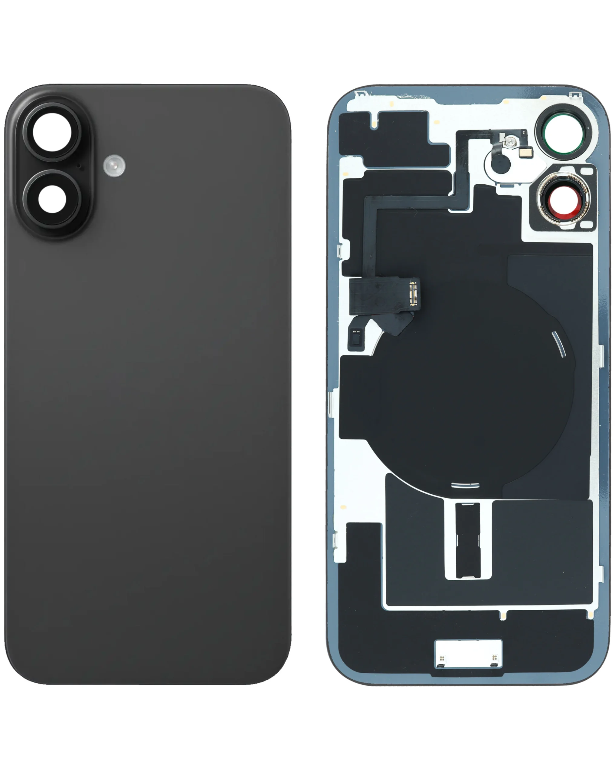 iPhone 16 Plus Uyumlu SİYAH LOGOLU MagSafe Mıknatıslı, NFC ve Flaş Flexli Arka Cam