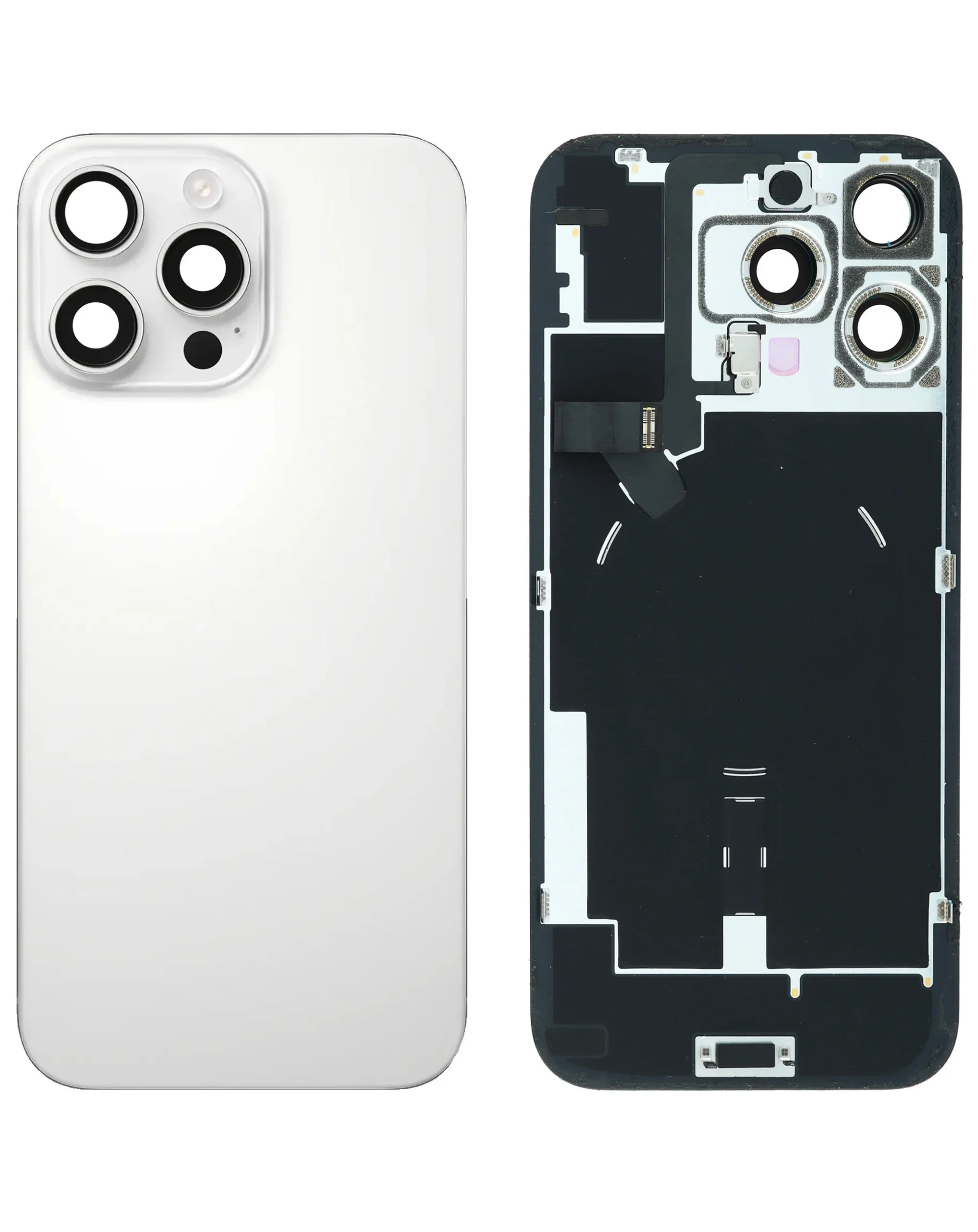 iPhone 16 Pro Max Uyumlu BEYAZ TİTANYUM OEM Pull A Grade MagSafe Mıknatıslı, NFC ve Flaş Flexli Arka Cam