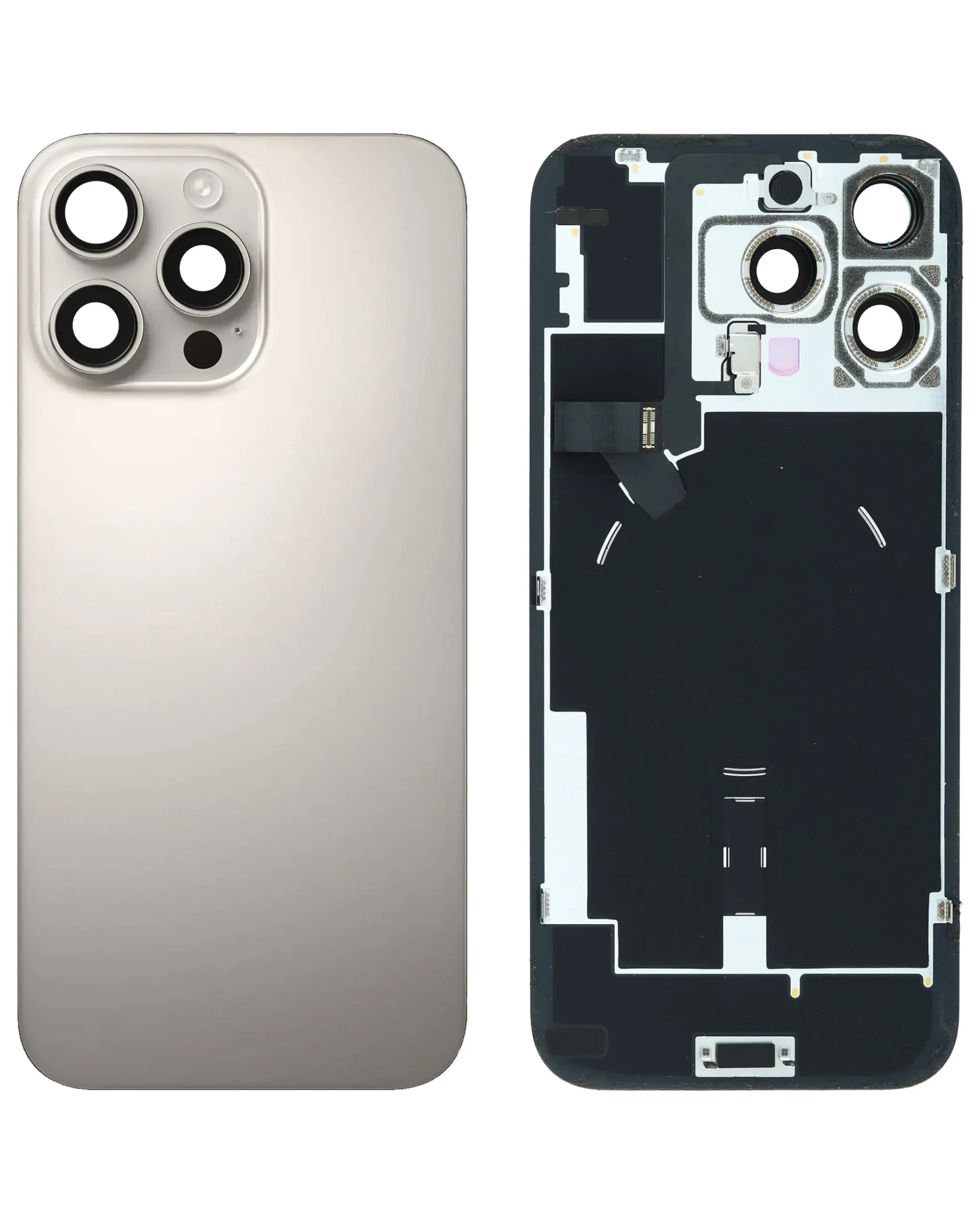 iPhone 16 Pro Max Uyumlu DOĞAL TİTANYUM OEM Pull A Grade MagSafe Mıknatıslı, NFC ve Flaş Flexli Arka Cam