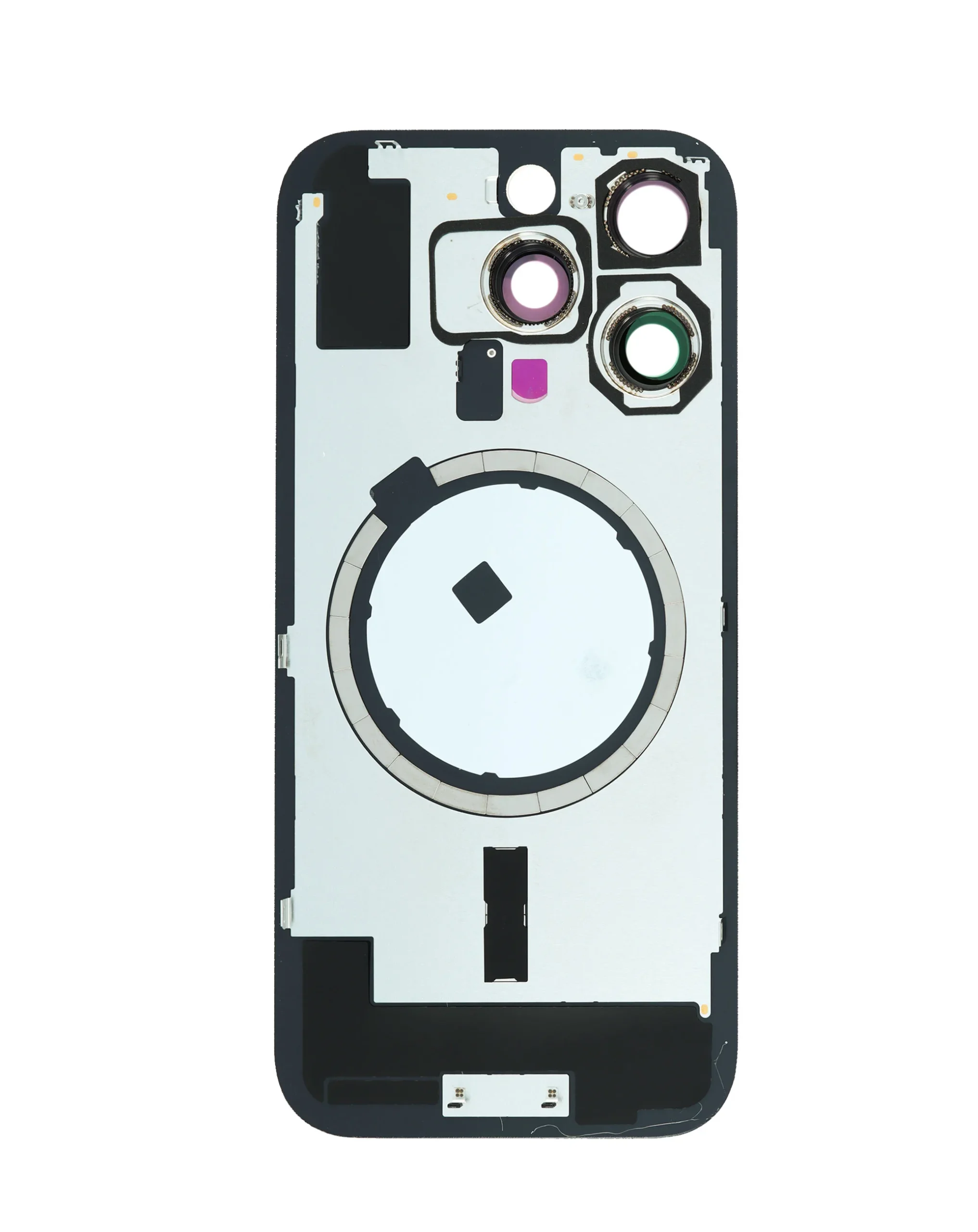 iPhone 16 Pro Uyumlu BEYAZ TİTANYUM LOGOLU MagSafe Mıknatıslı Arka Cam