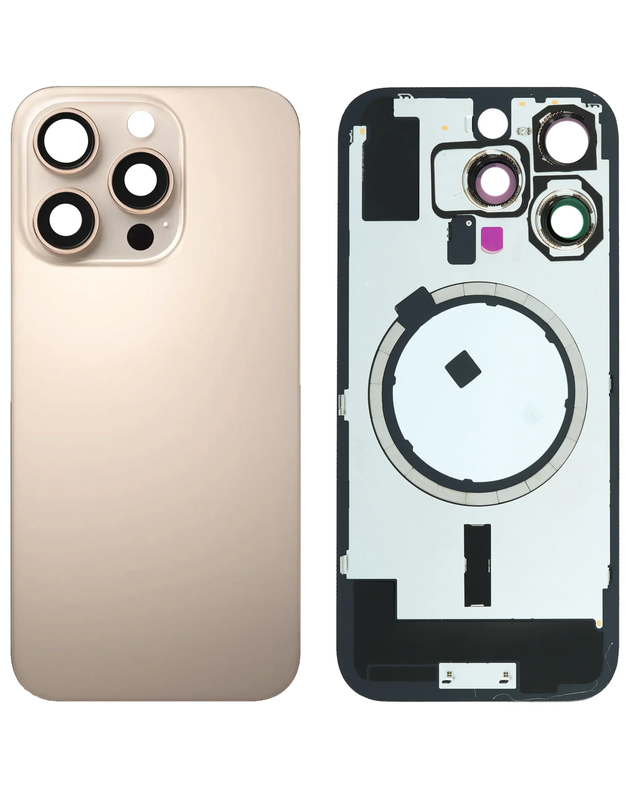 iPhone 16 Pro Uyumlu ÇÖL TİTANYUM LOGOLU MagSafe Mıknatıslı Arka Cam