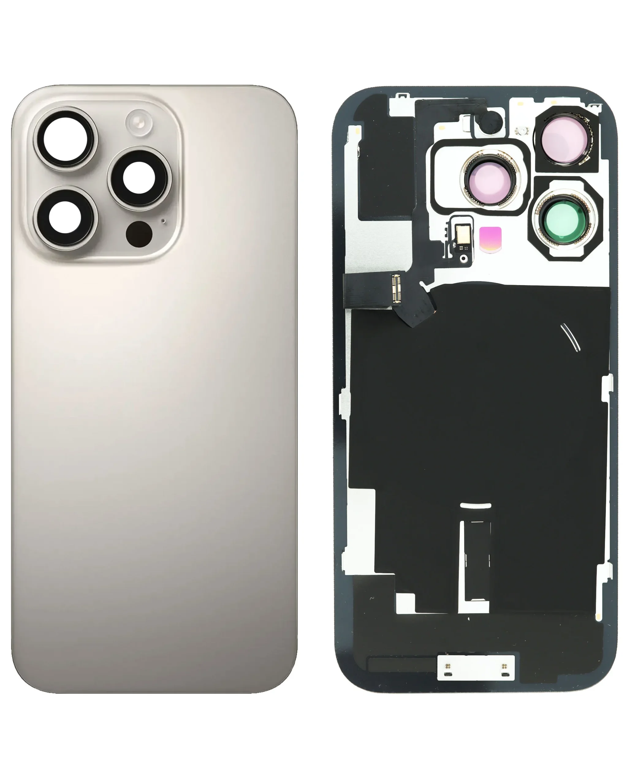 iPhone 16 Pro Uyumlu DOĞAL TİTANYUM LOGOLU MagSafe Mıknatıslı, NFC ve Flaş Flexli Arka Cam
