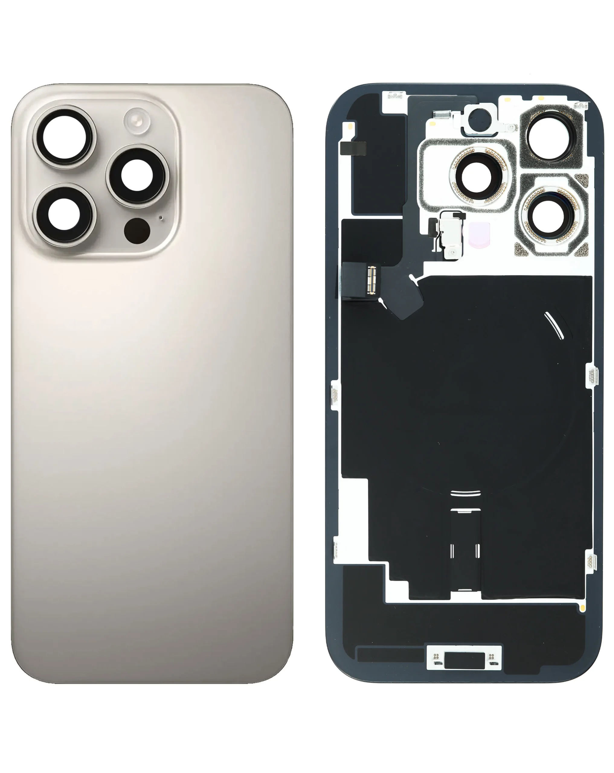 iPhone 16 Pro Uyumlu DOĞAL TİTANYUM Service Pack Çerçeveli ve MagSafe Mıknatıslı Arka Cam