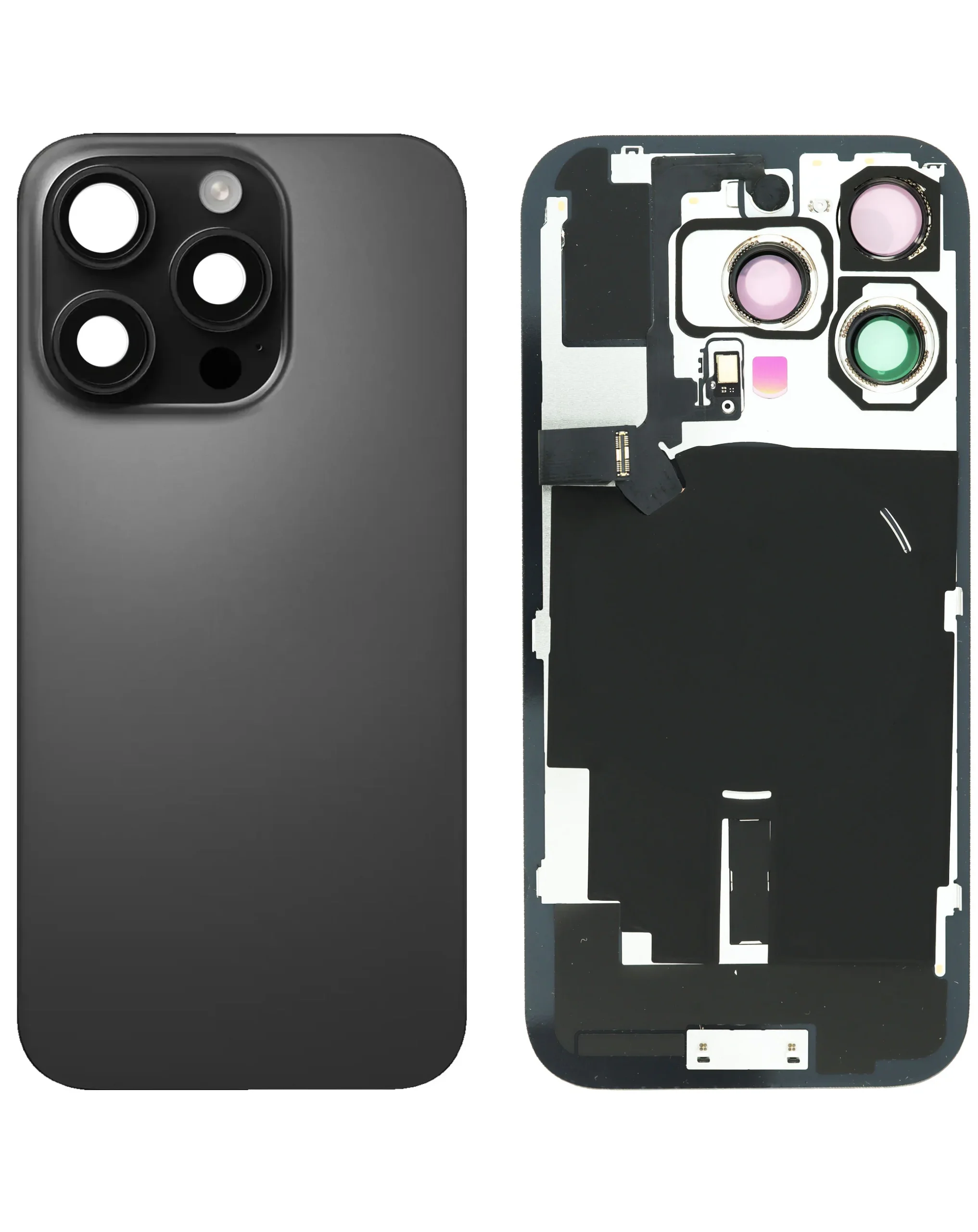 iPhone 16 Pro Uyumlu SİYAH TİTANYUM LOGOLU MagSafe Mıknatıslı, NFC ve Flaş Flexli Arka Cam