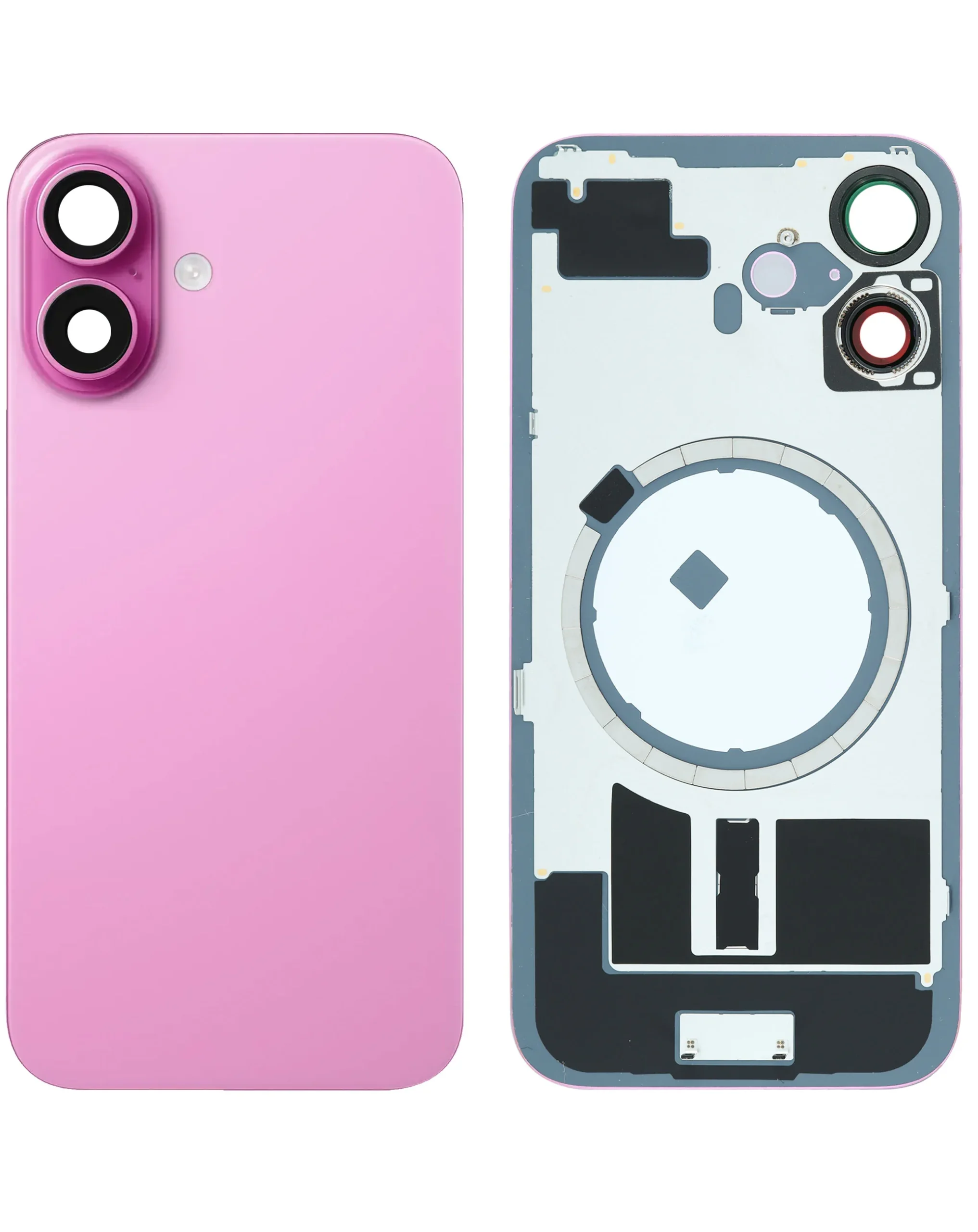 iPhone 16 Uyumlu PEMBE LOGOLU MagSafe Mıknatıslı Arka Cam