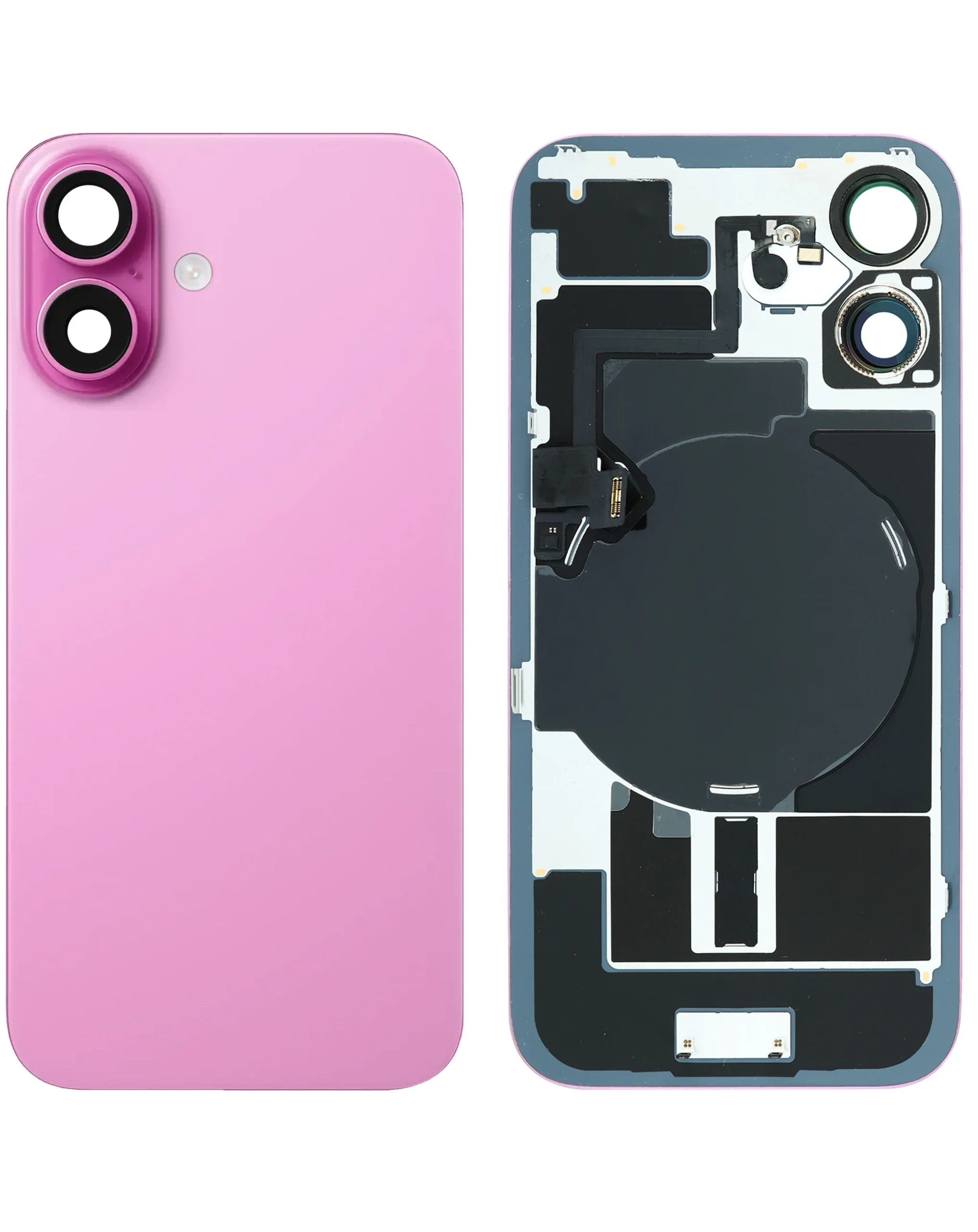 iPhone 16 Uyumlu PEMBE LOGOLU MagSafe Mıknatıslı, NFC ve Flaş Flexli Arka Cam