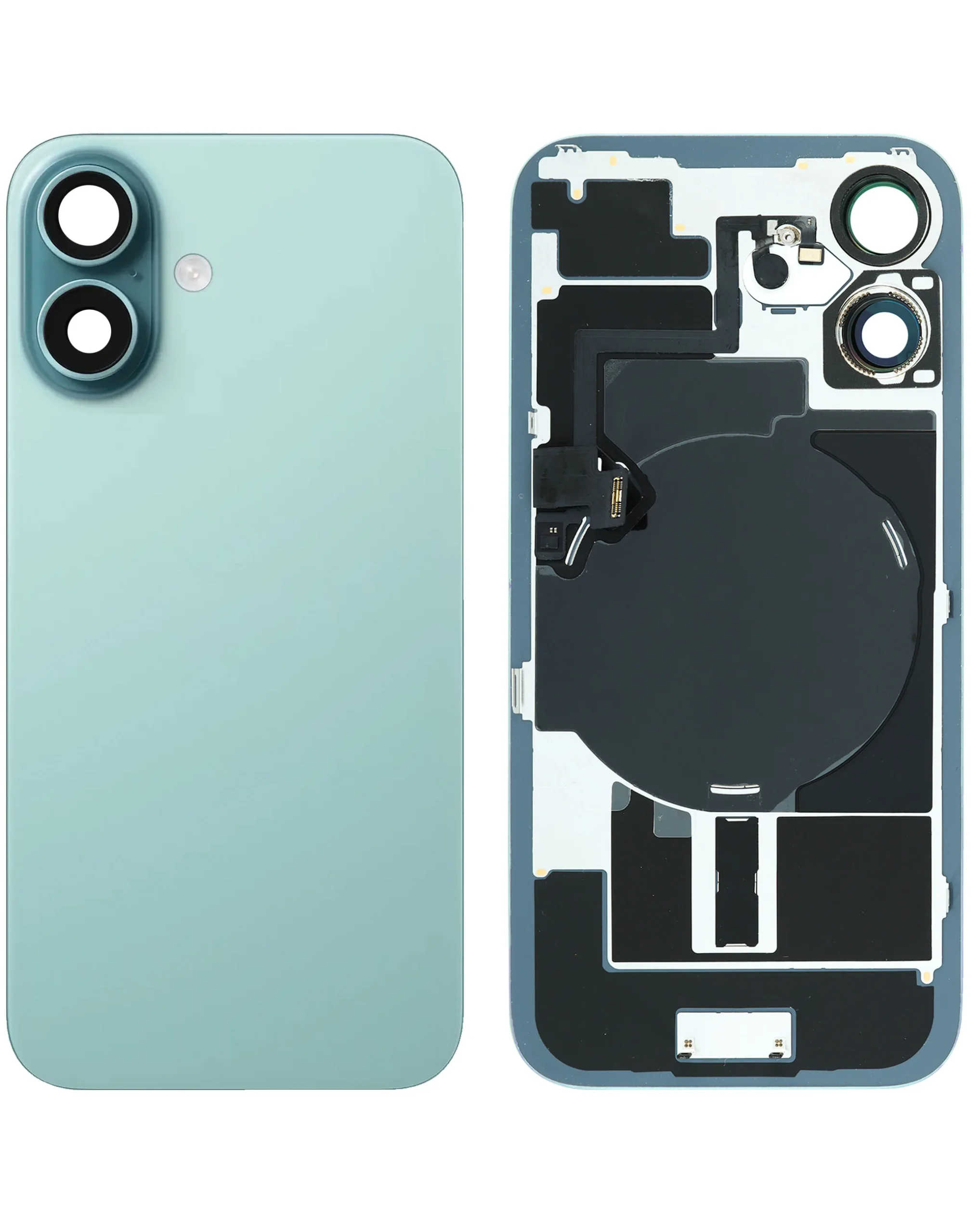 iPhone 16 Uyumlu PETROL YEŞİLİ LOGOLU MagSafe Mıknatıslı, NFC ve Flaş Flexli Arka Cam