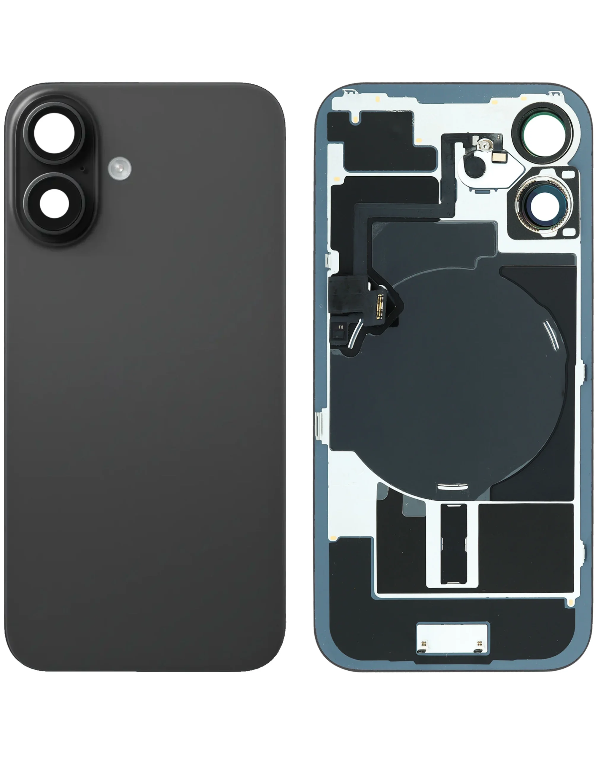 iPhone 16 Uyumlu SİYAH LOGOLU MagSafe Mıknatıslı, NFC ve Flaş Flexli Arka Cam