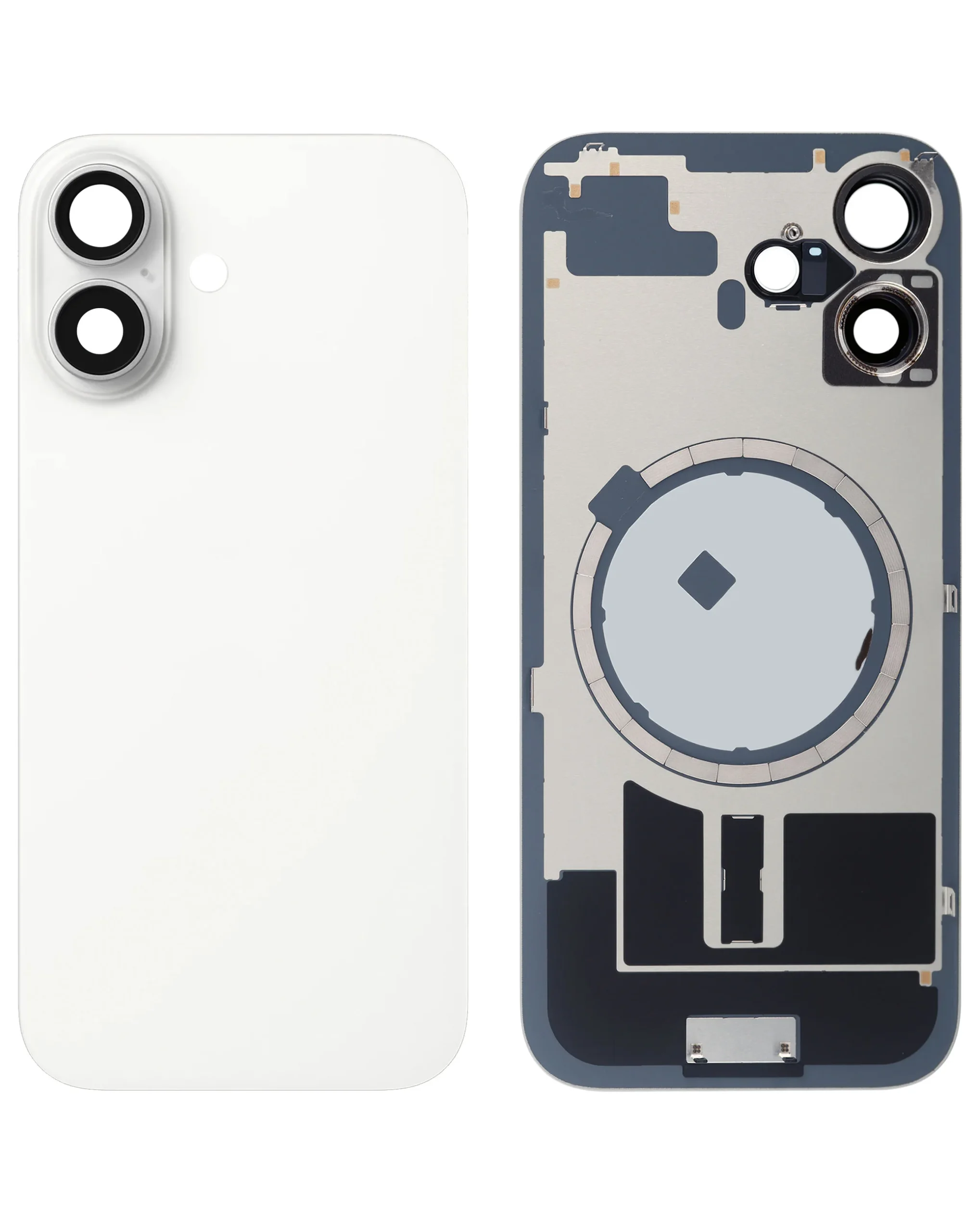 iPhone 17 Uyumlu BEYAZ LOGOLU Çerçeveli ve MagSafe Mıknatıslı Arka Cam
