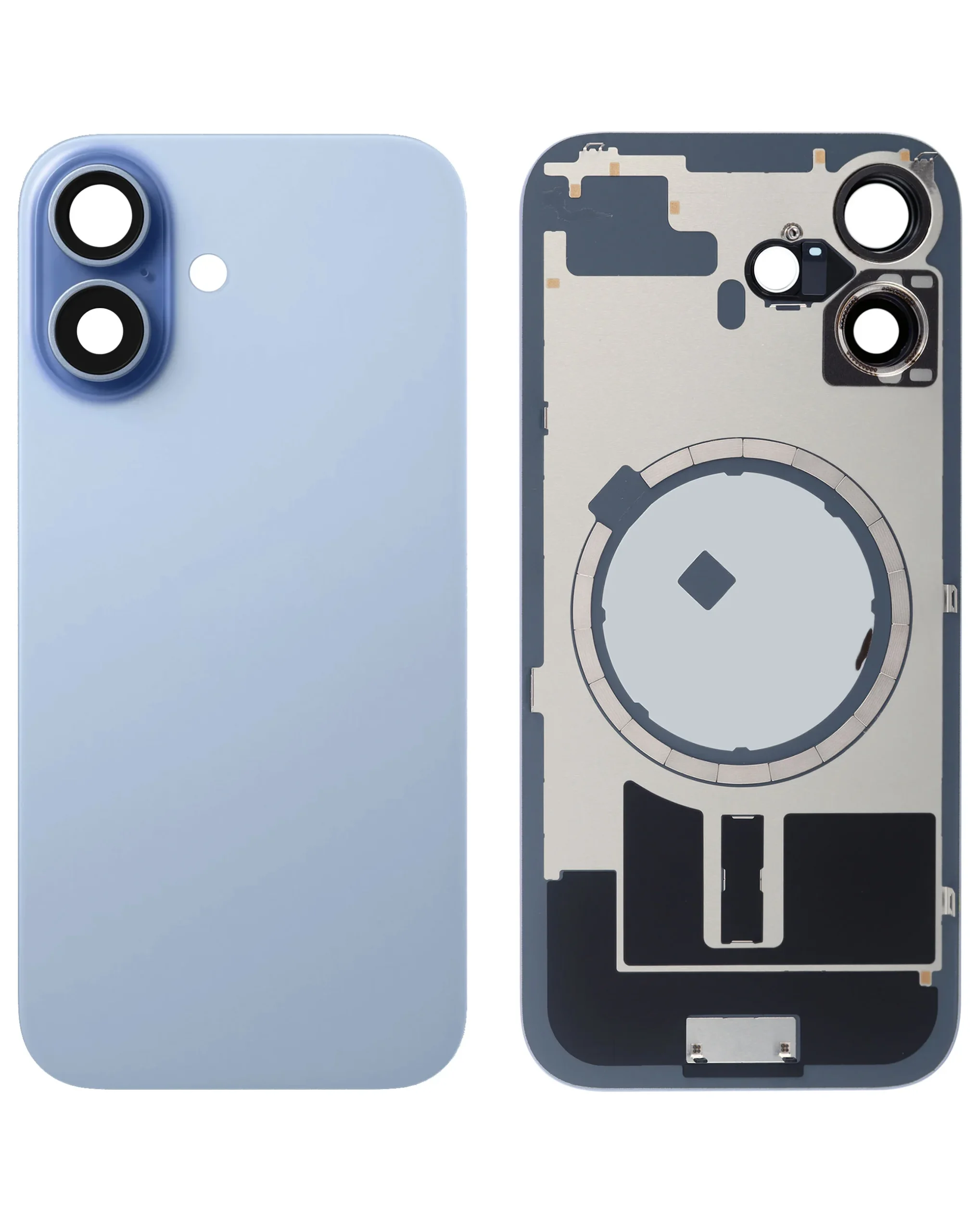 iPhone 17 Uyumlu LOGOLU MIST MAVİ Çerçeveli ve MagSafe Mıknatıslı Arka Cam