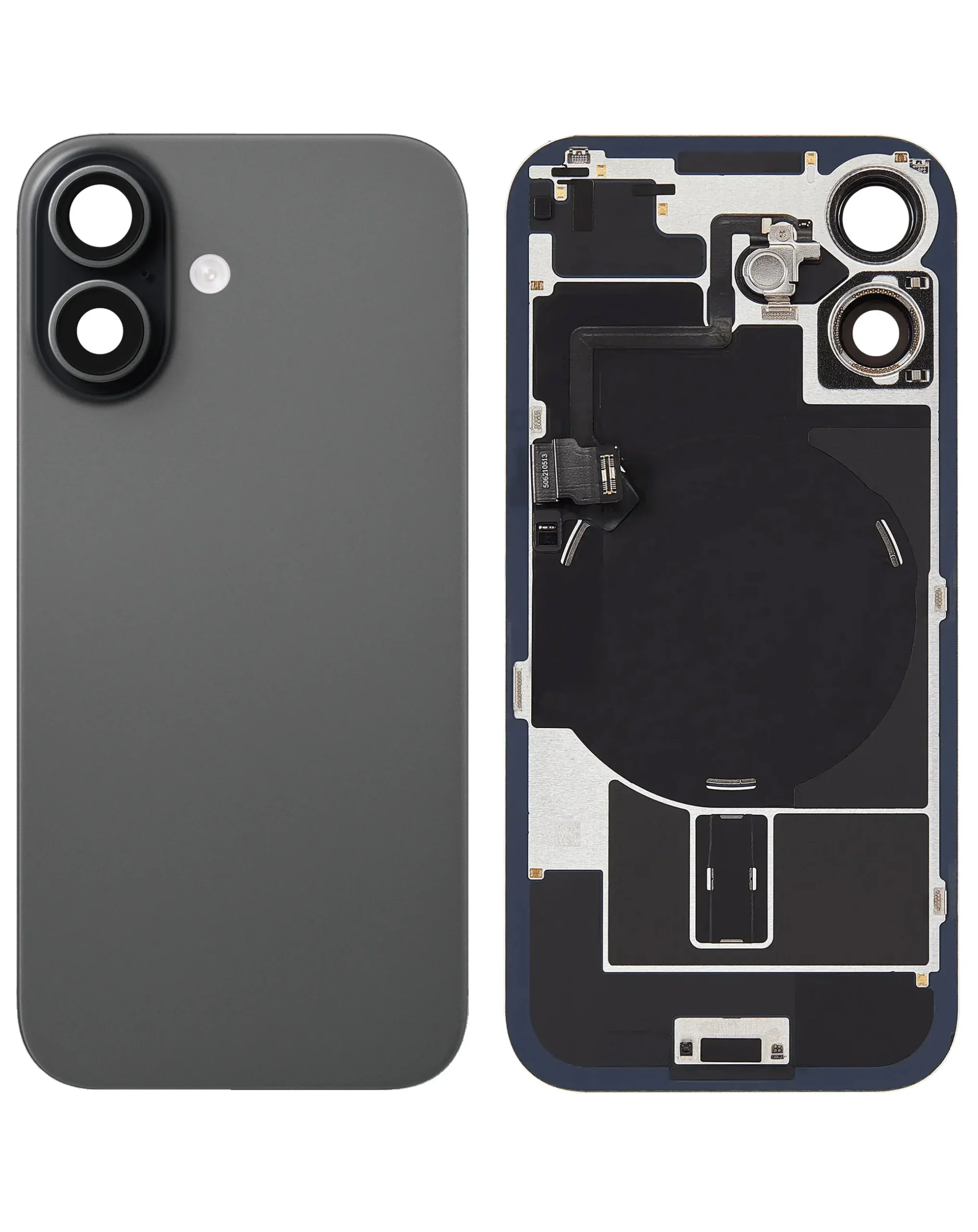 iPhone 17 Uyumlu SİYAH LOGOLU Çerçeveli, Kablosuz NFC Şarj Flexli ve MagSafe Mıknatıslı Arka Cam